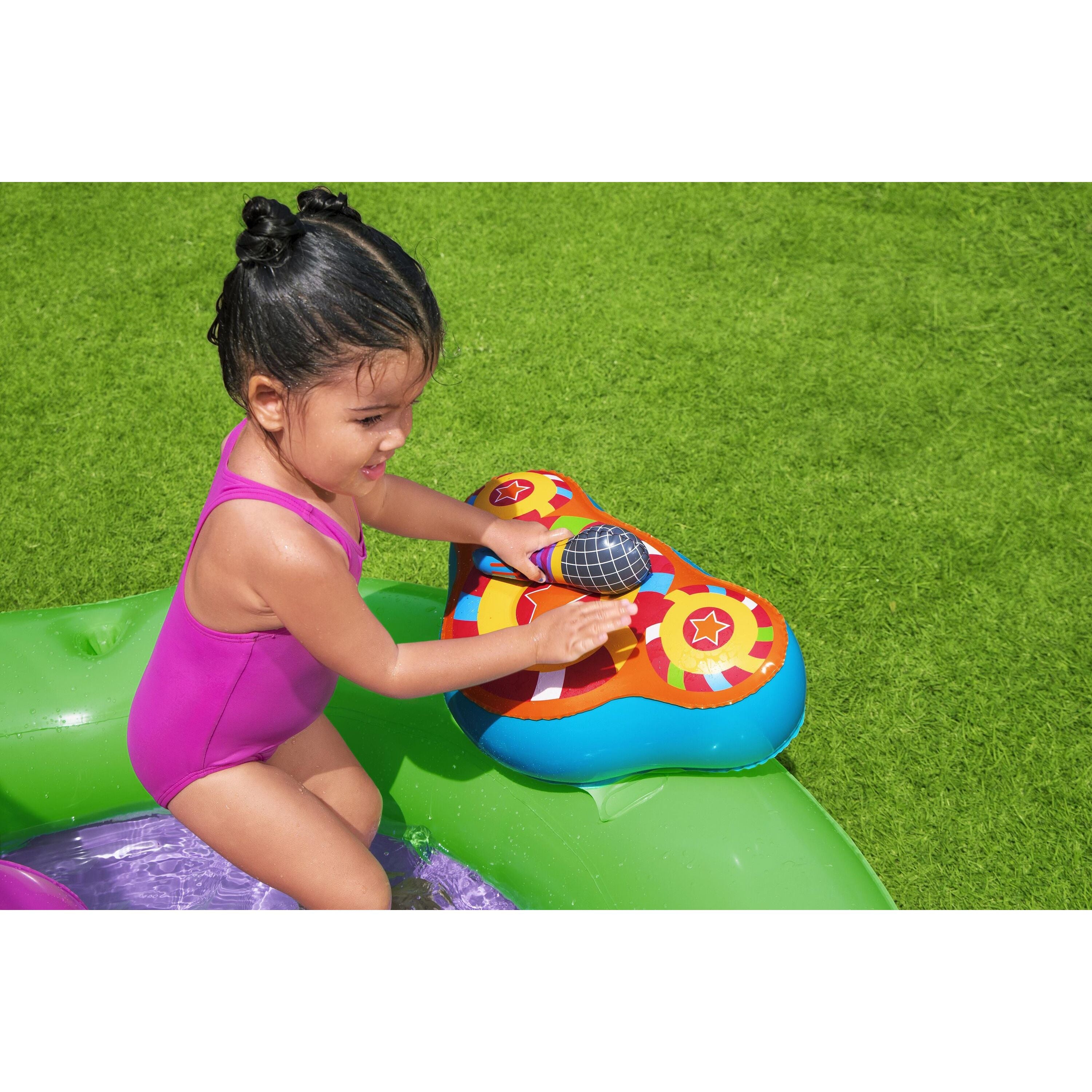 Bestway 53117 Sing 'n Splash Play Center – Parco acquatico gonfiabile con scivolo e giochi musicali