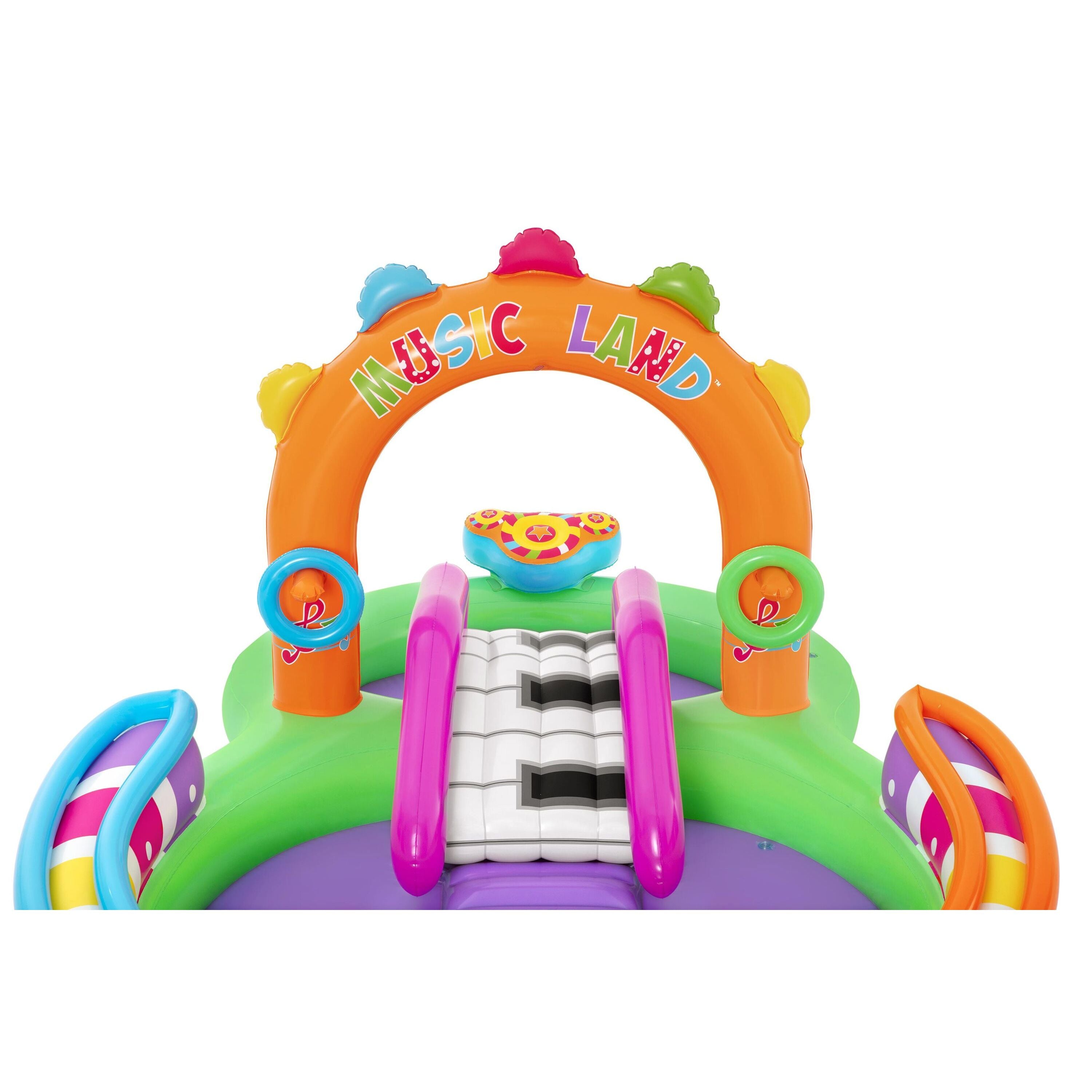 Bestway 53117 Sing 'n Splash Play Center – Parco acquatico gonfiabile con scivolo e giochi musicali