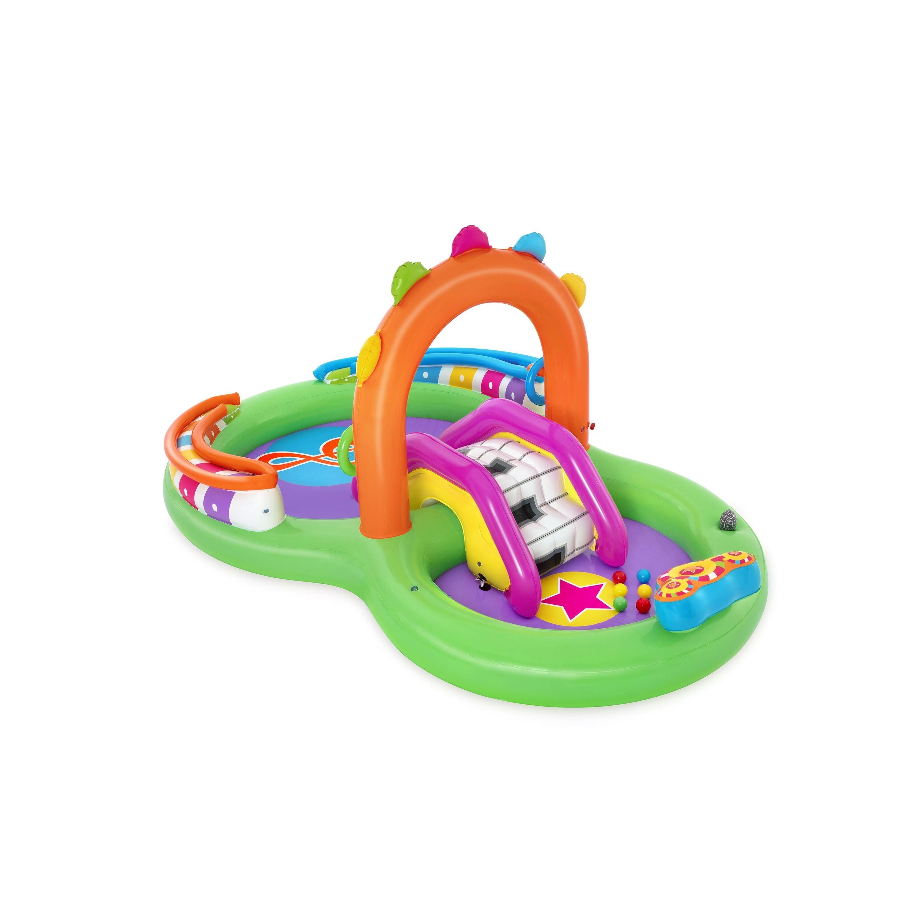 Bestway 53117 Sing 'n Splash Play Center – Parco acquatico gonfiabile con scivolo e giochi musicali