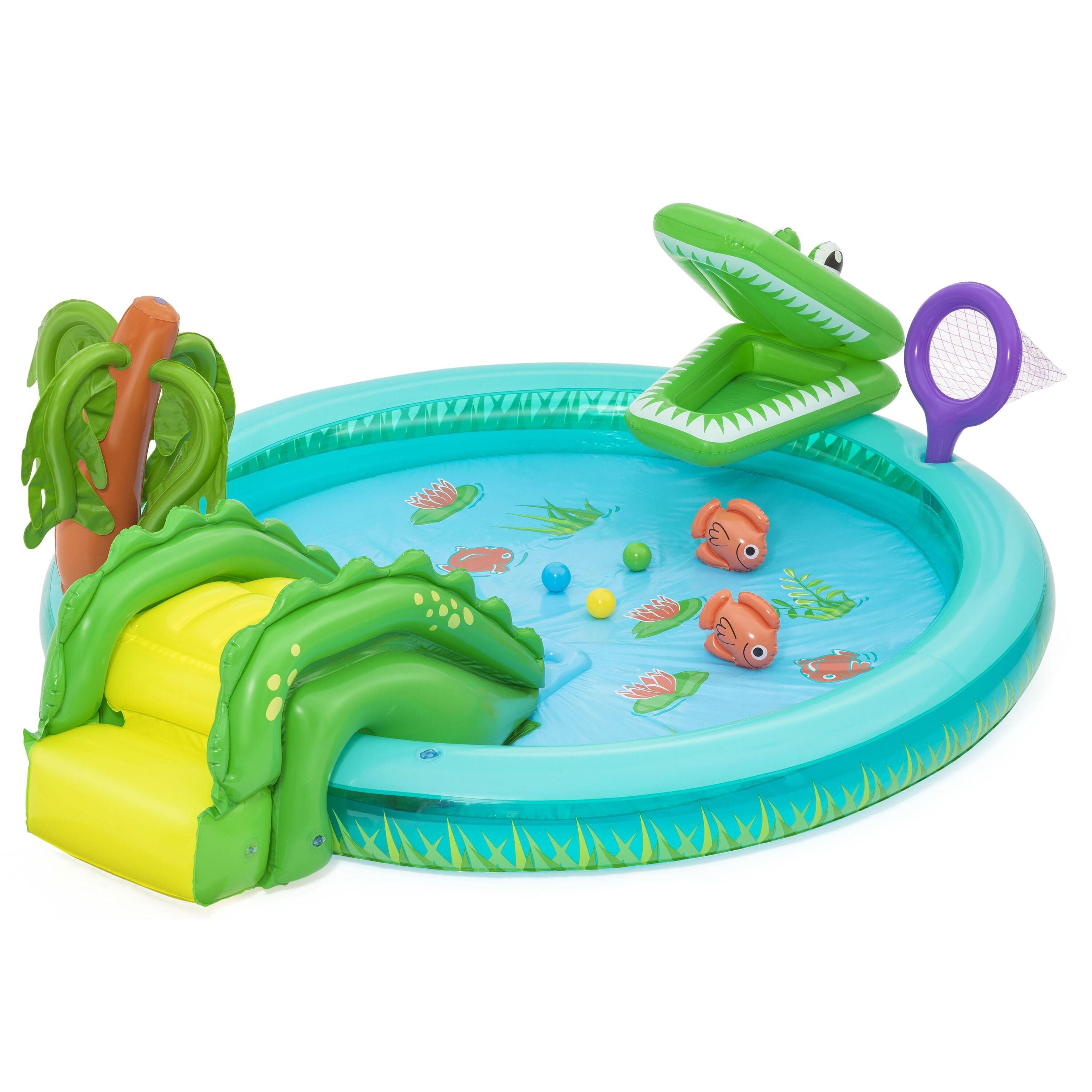Bestway 53166 Crocodile Cove – Playcenter gonfiabile per bambini con piscina