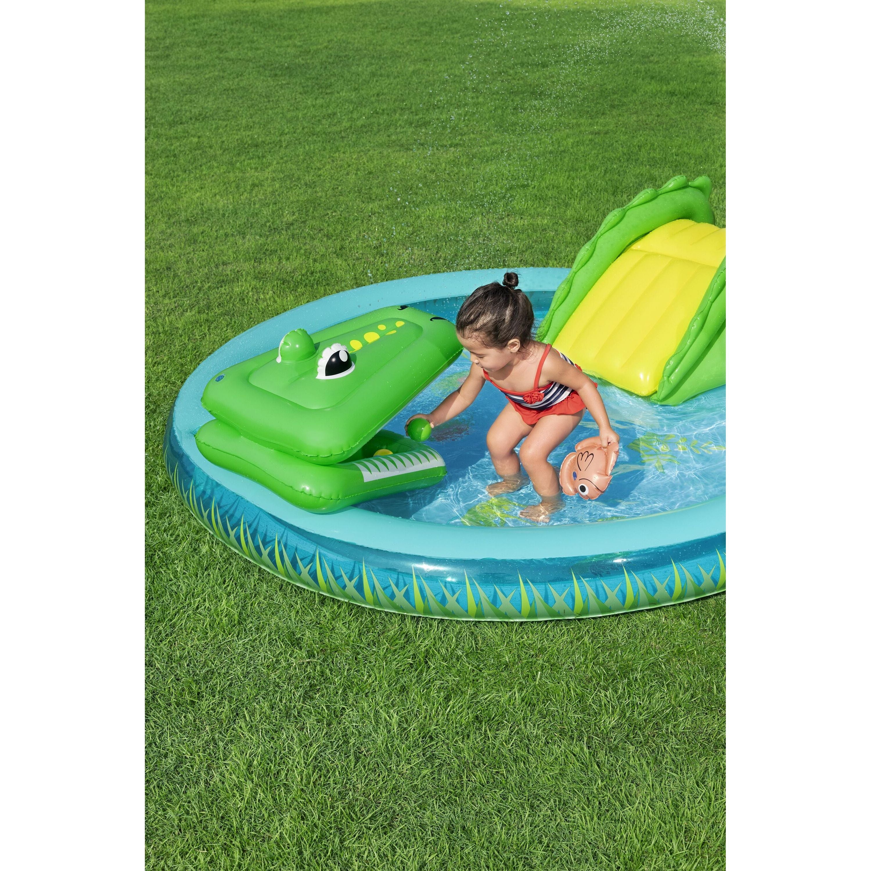 Bestway 53166 Crocodile Cove – Playcenter gonfiabile per bambini con piscina