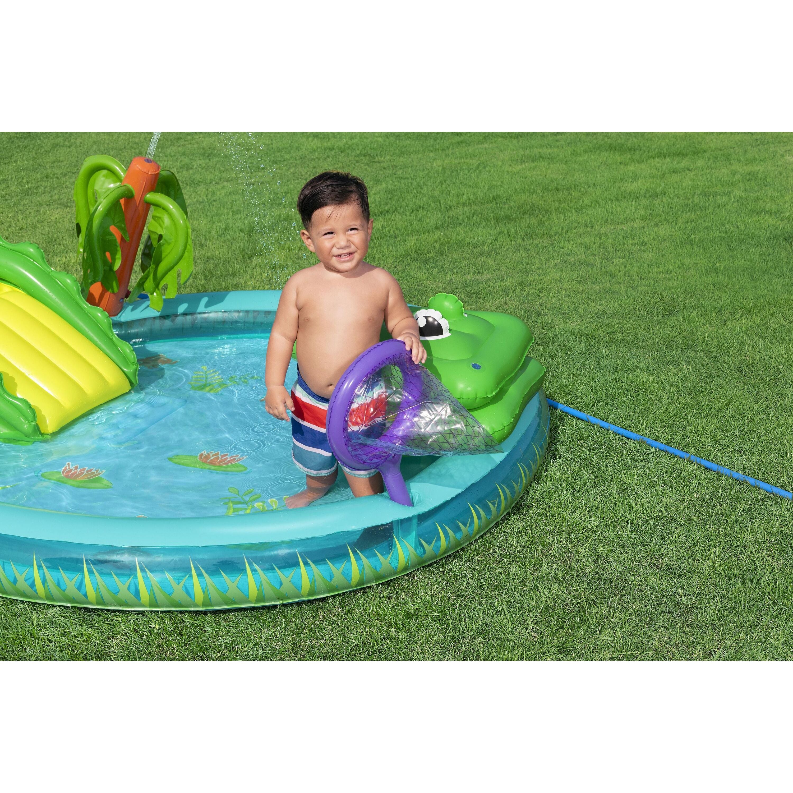 Bestway 53166 Crocodile Cove – Playcenter gonfiabile per bambini con piscina
