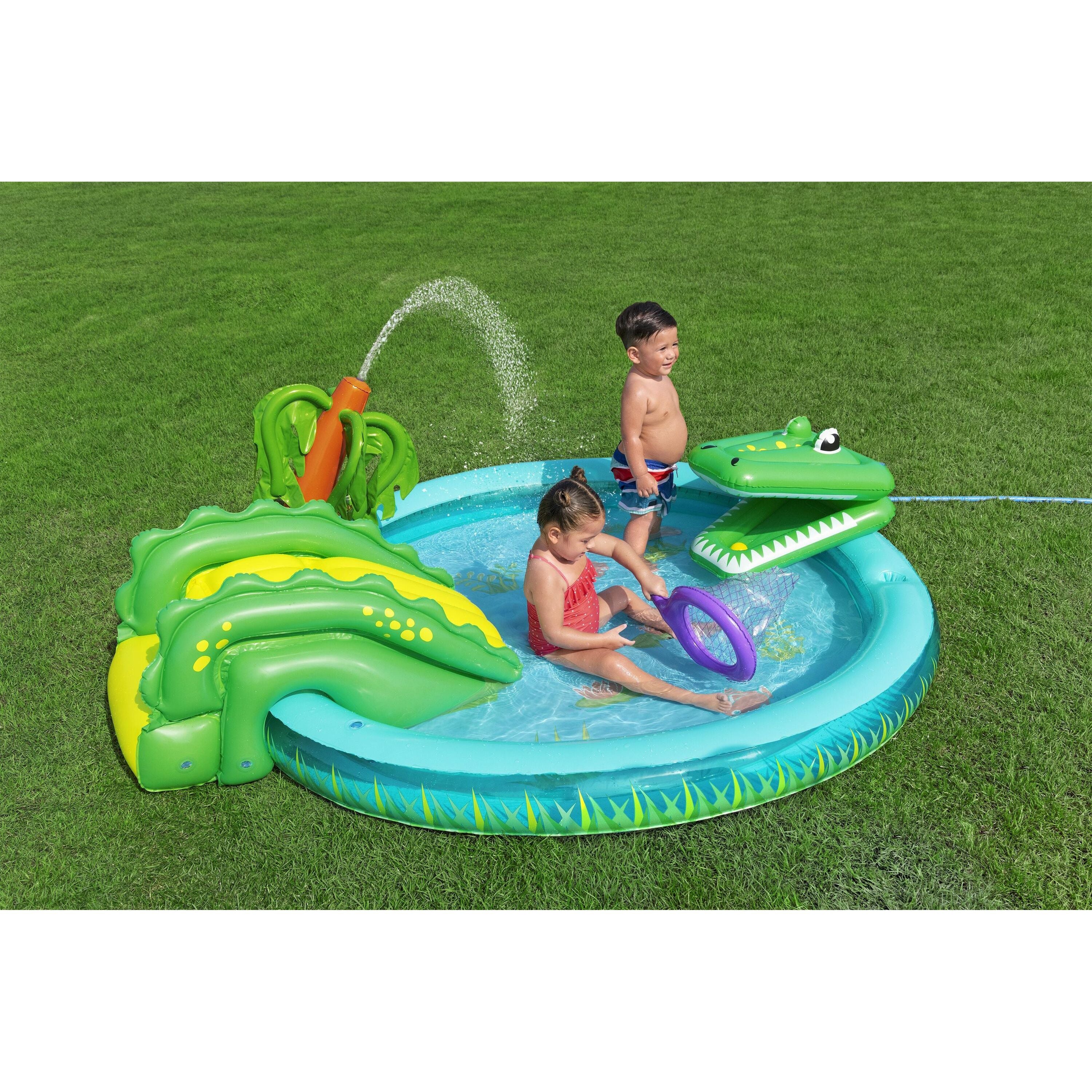 Bestway 53166 Crocodile Cove – Playcenter gonfiabile per bambini con piscina