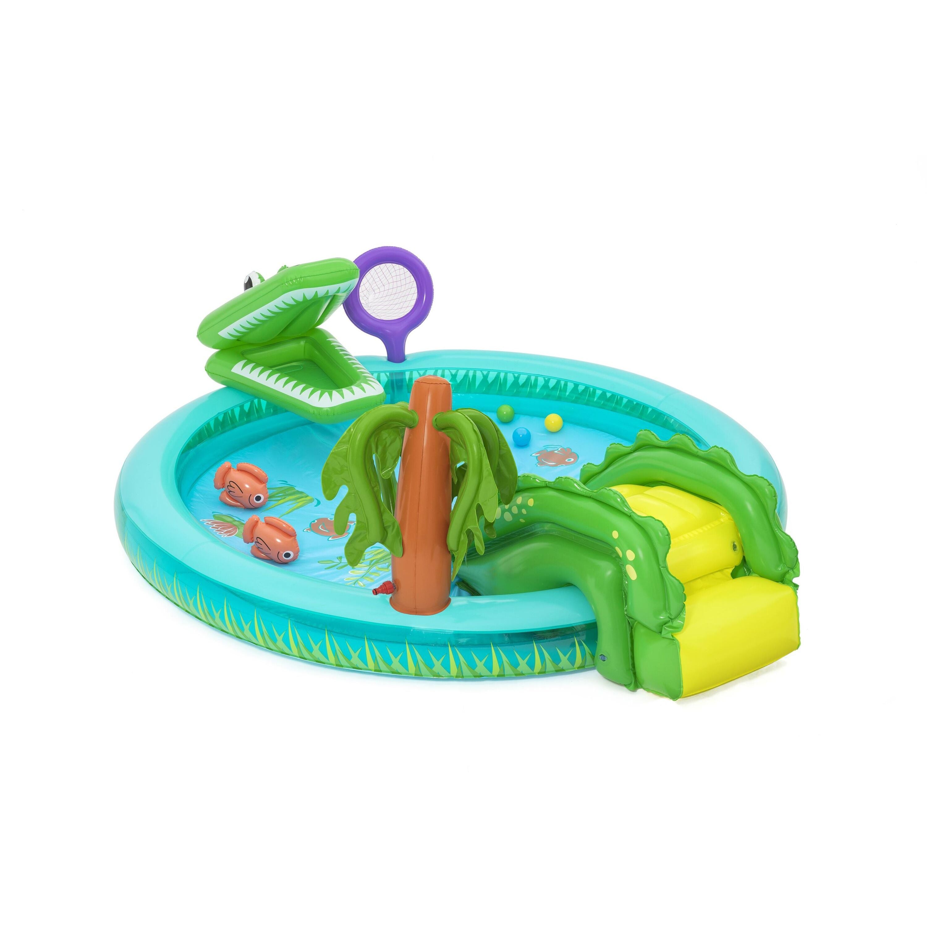 Bestway 53166 Crocodile Cove – Playcenter gonfiabile per bambini con piscina