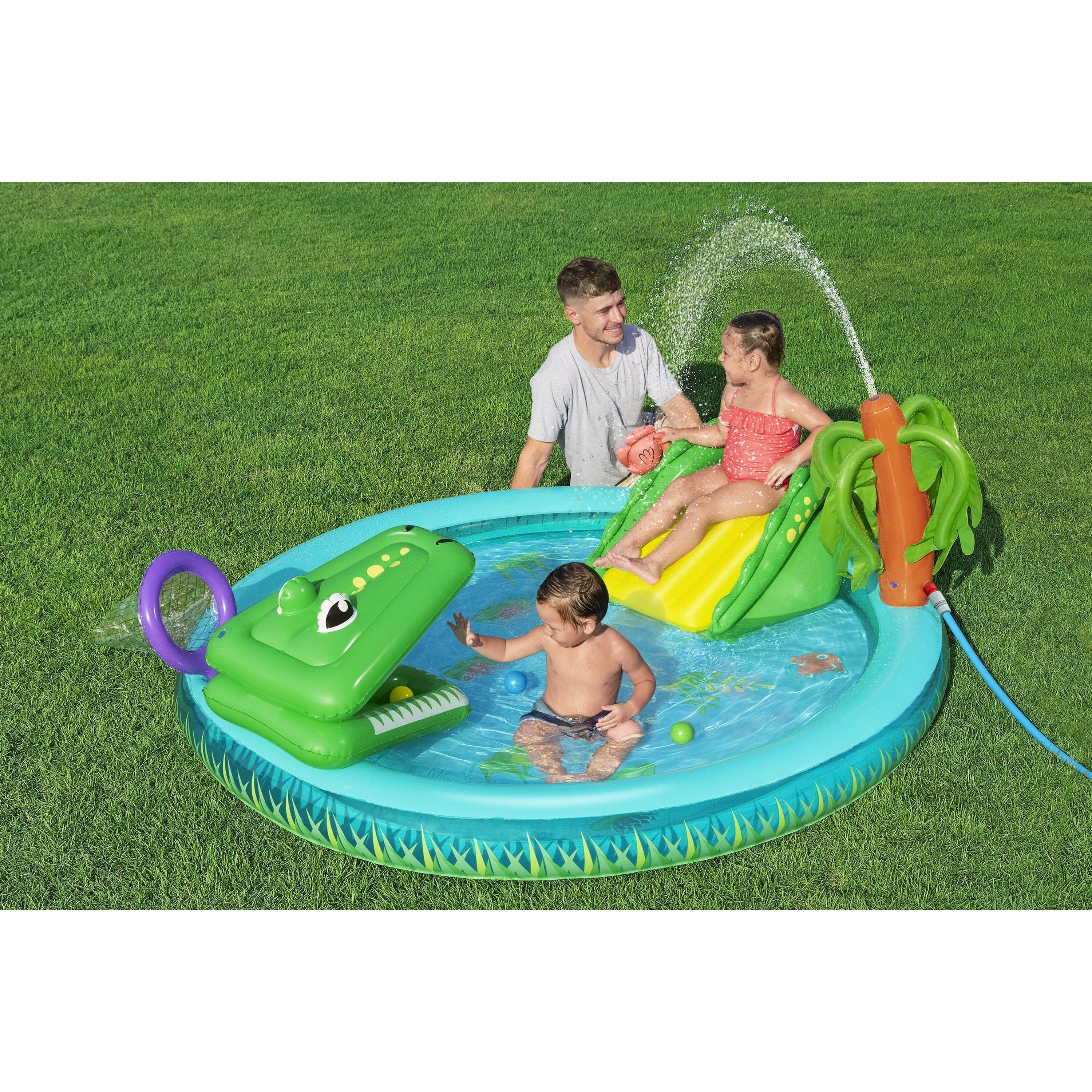 Bestway 53166 Crocodile Cove – Playcenter gonfiabile per bambini con piscina