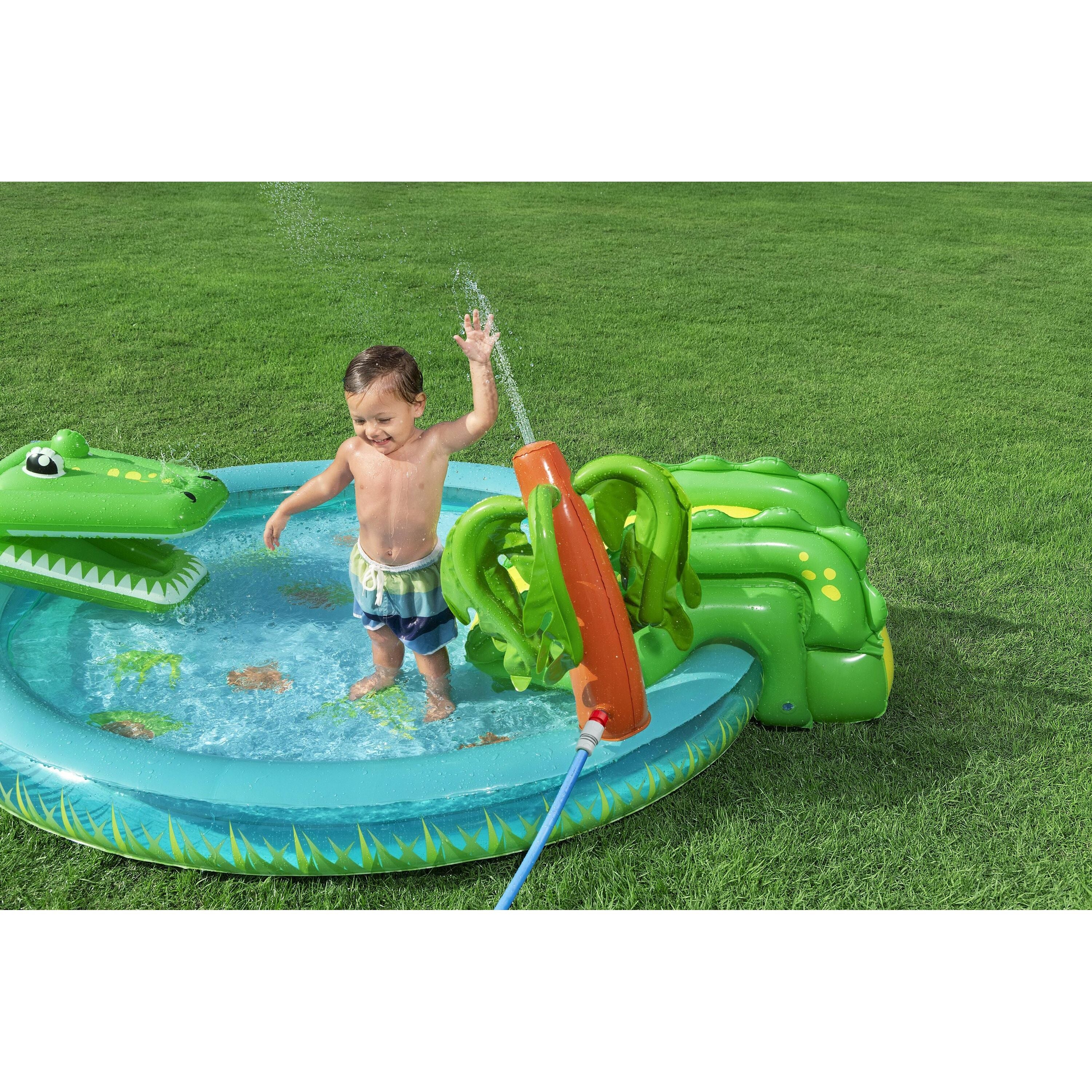 Bestway 53166 Crocodile Cove – Playcenter gonfiabile per bambini con piscina