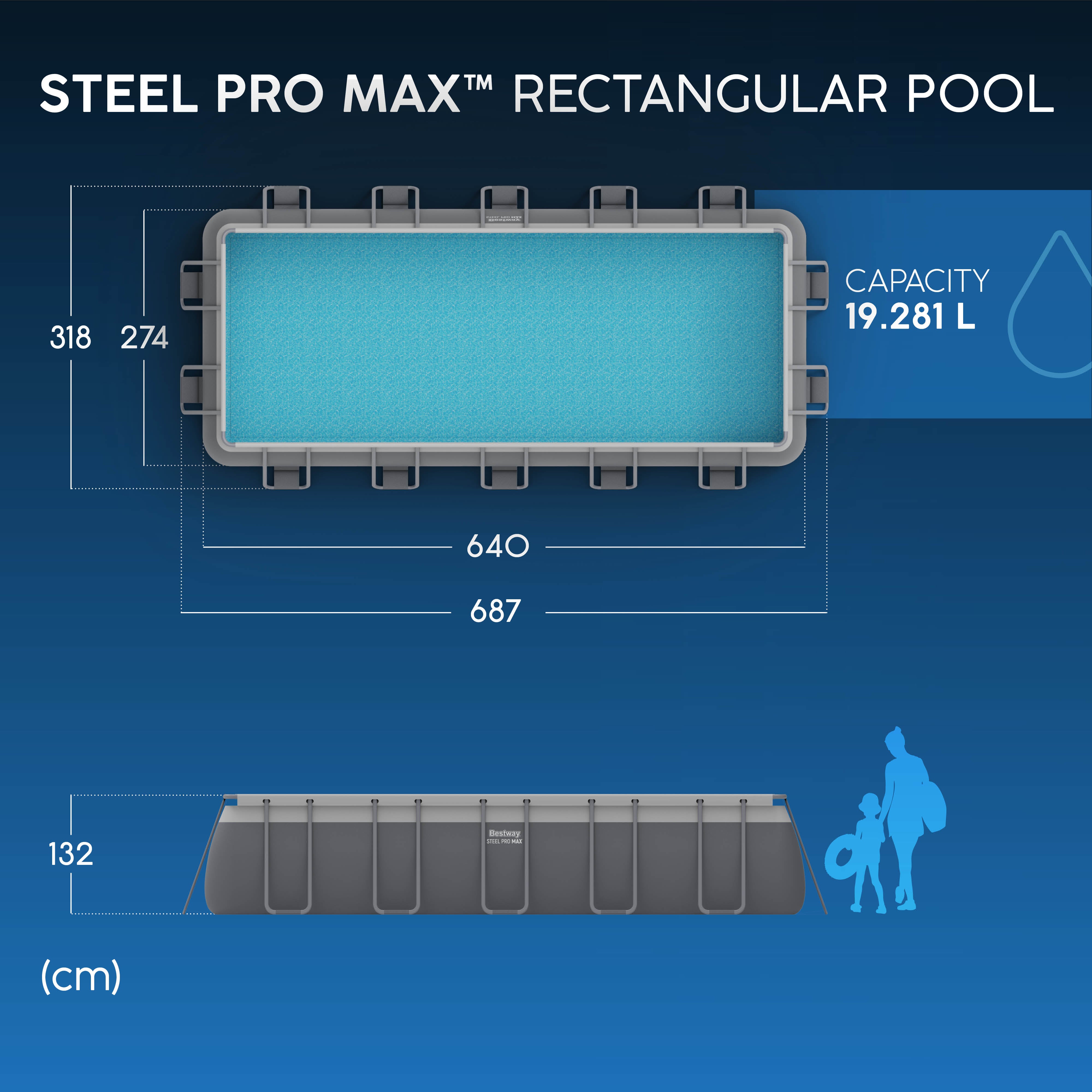 Bestway 5612B Piscina Fuori Terra Power Steel DIM. 640 X 274 X 132 Cm