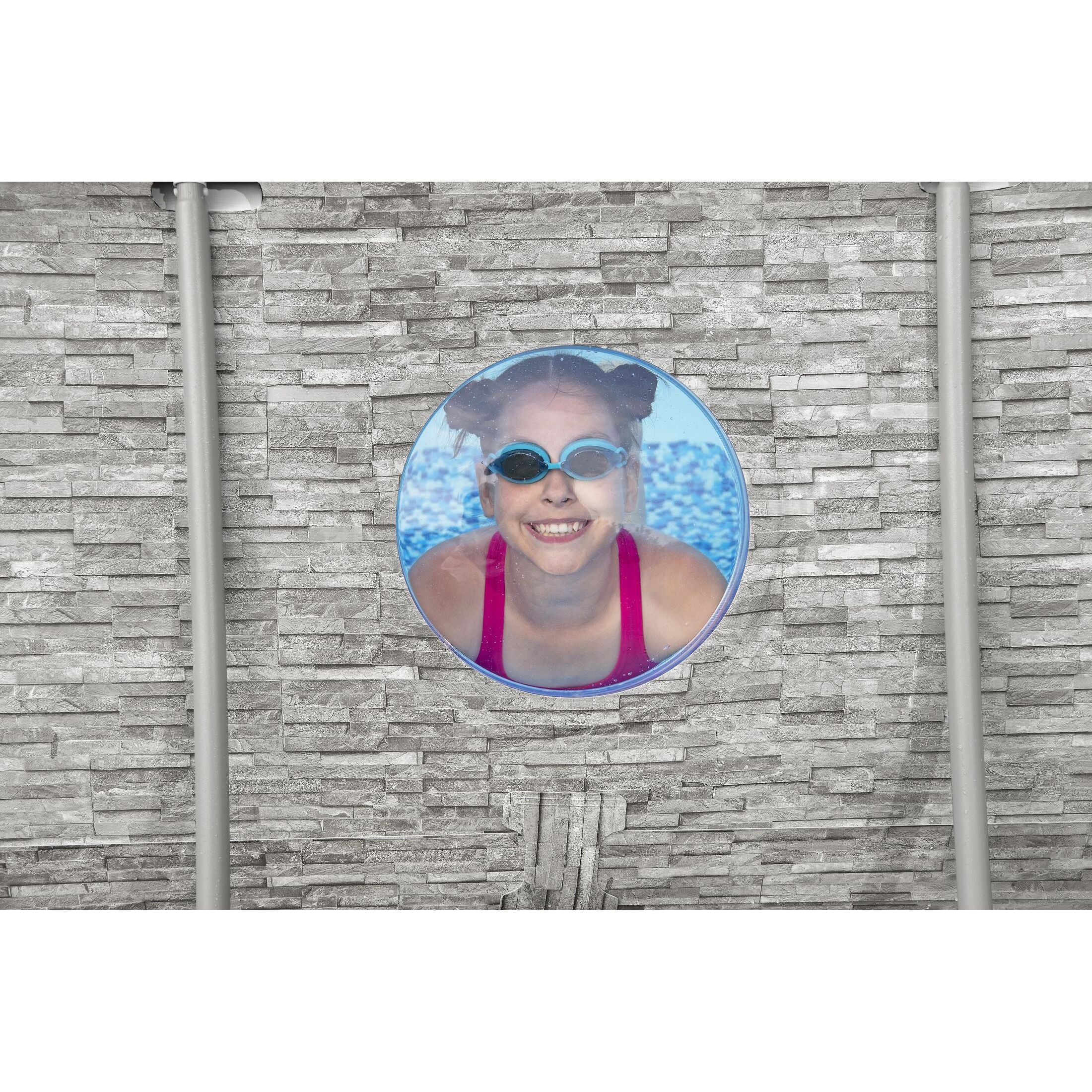 Bestway 56714 Piscina Power Steel Swim Vista Ovale Con Oblò, 4,27mx2,50mx1,00m Colore Pietra Grigia