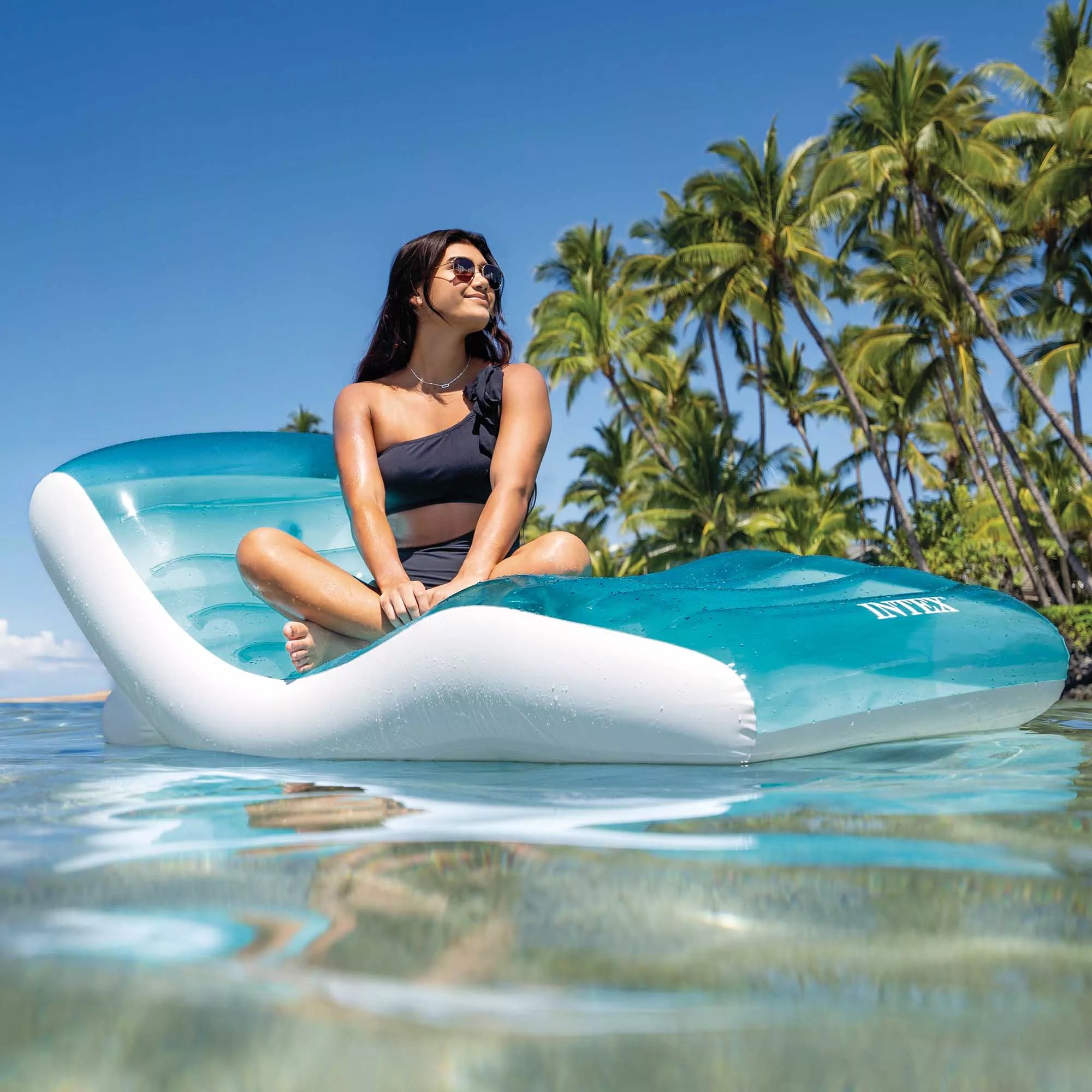 Intex Splash Lounge 56874EU – Materassino Azzurro 191×99 cm con Porta Bevande
