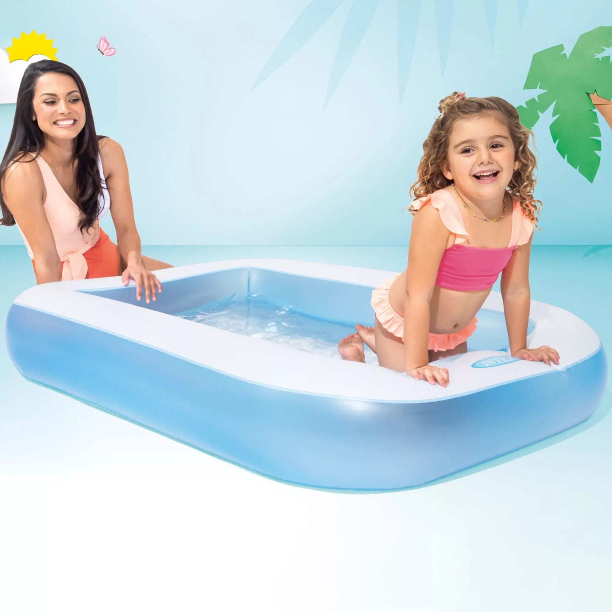 Intex Piscina Gonfiabile Rettangolare 57403NP – Azzurra 166×100×25 cm Bambini 2+