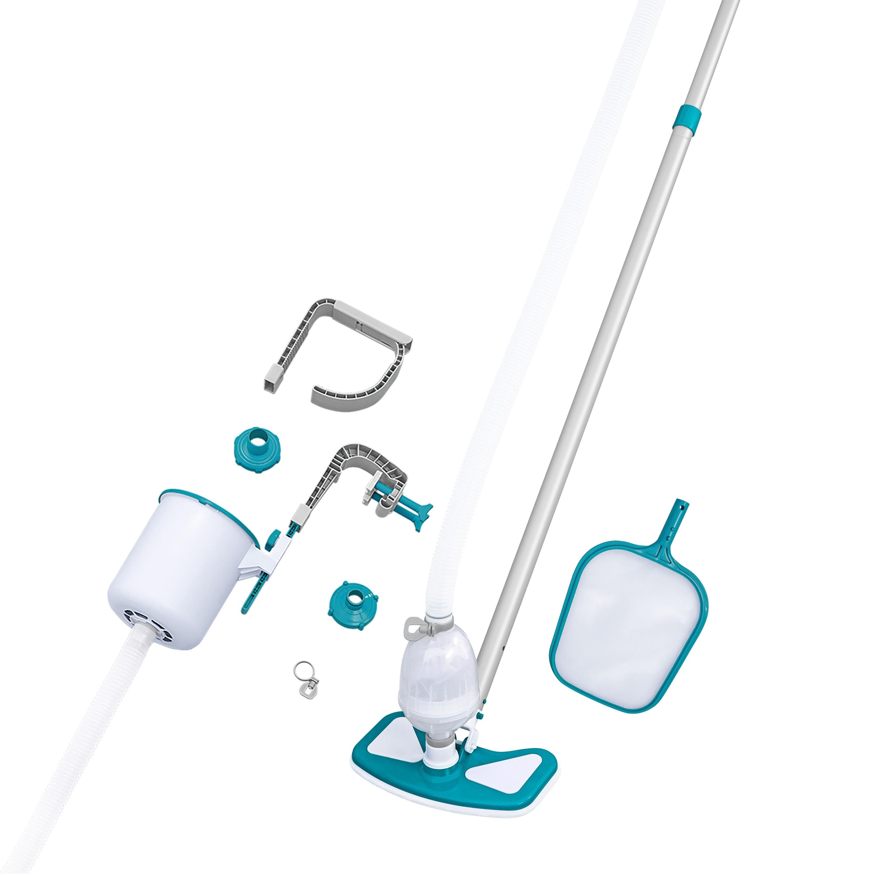 Bestway 58237 Kit Di Pulizia Deluxe Cm. 279. Include: Spazzola, Retino E Skimmer,  Asta In Alluminio Regolabile