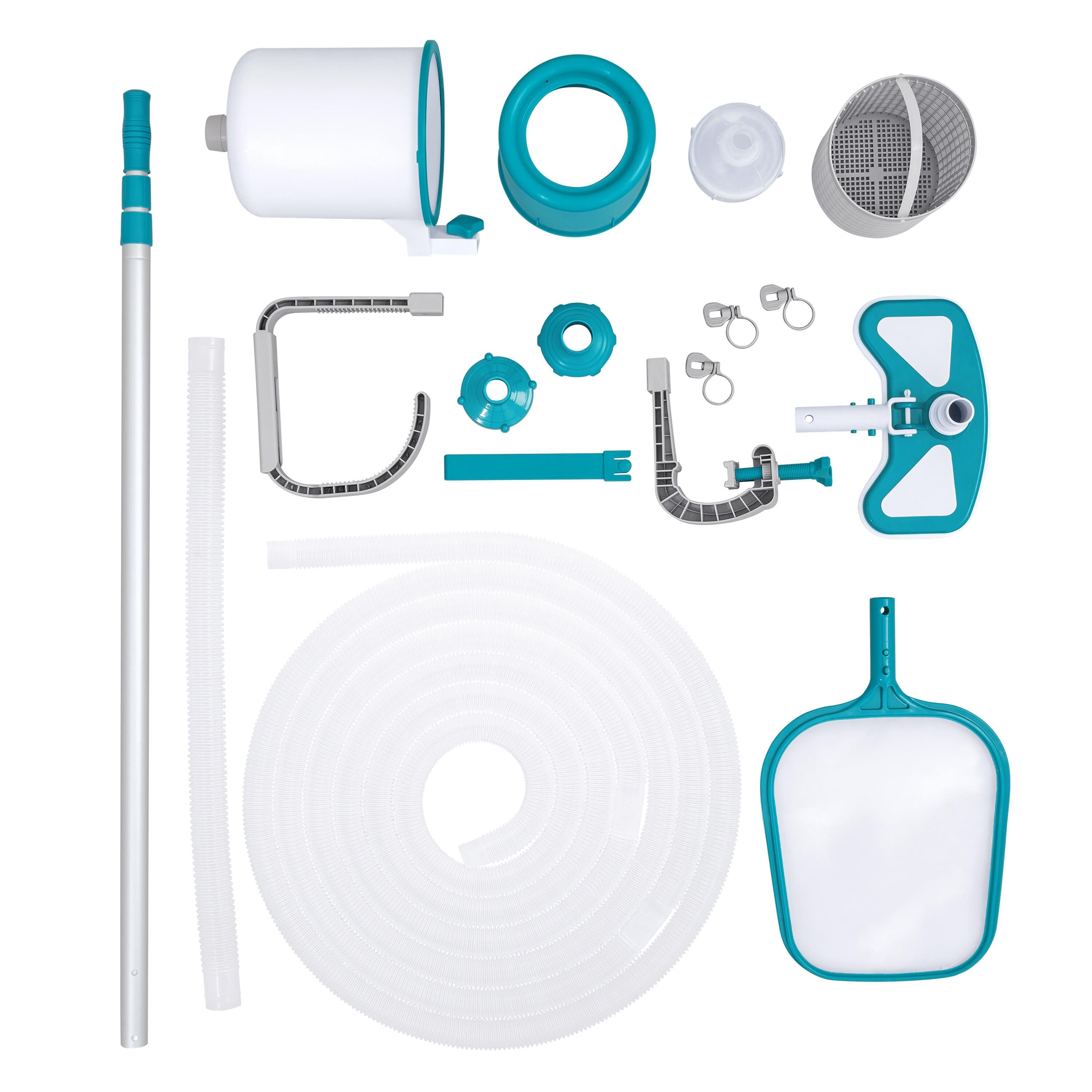 Bestway 58237 Kit Di Pulizia Deluxe Cm. 279. Include: Spazzola, Retino E Skimmer,  Asta In Alluminio Regolabile