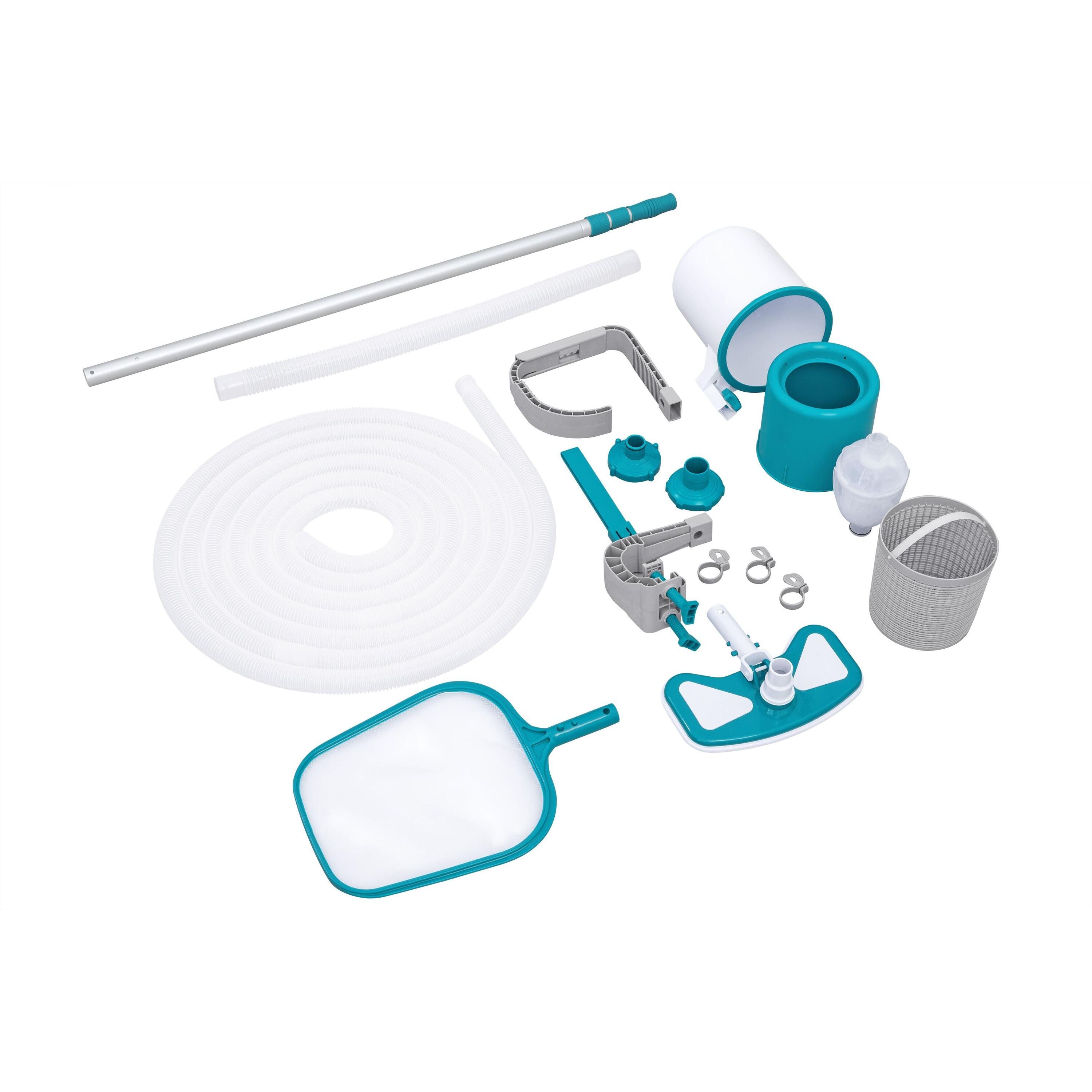 Bestway 58237 Kit Di Pulizia Deluxe Cm. 279. Include: Spazzola, Retino E Skimmer,  Asta In Alluminio Regolabile