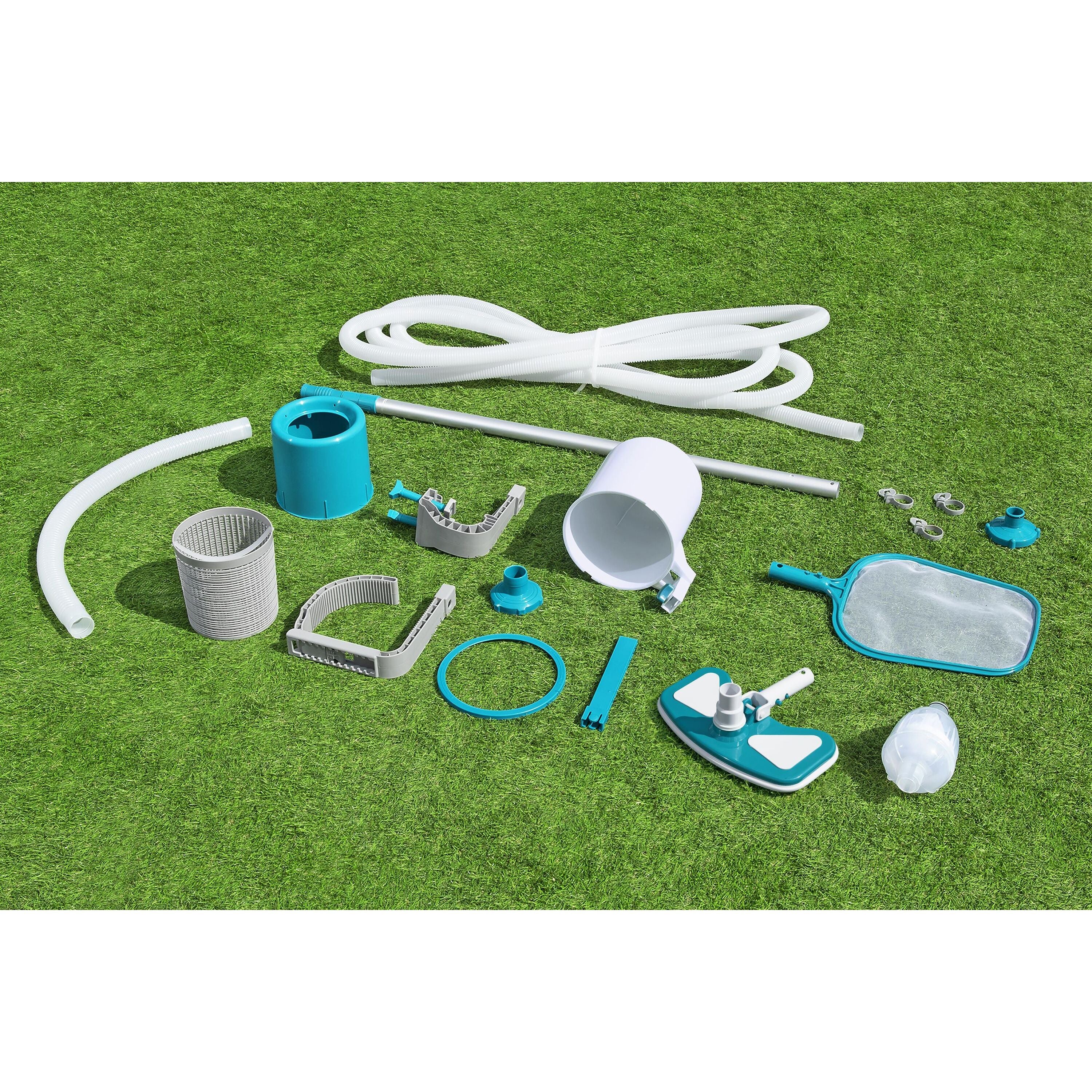 Bestway 58237 Kit Di Pulizia Deluxe Cm. 279. Include: Spazzola, Retino E Skimmer,  Asta In Alluminio Regolabile