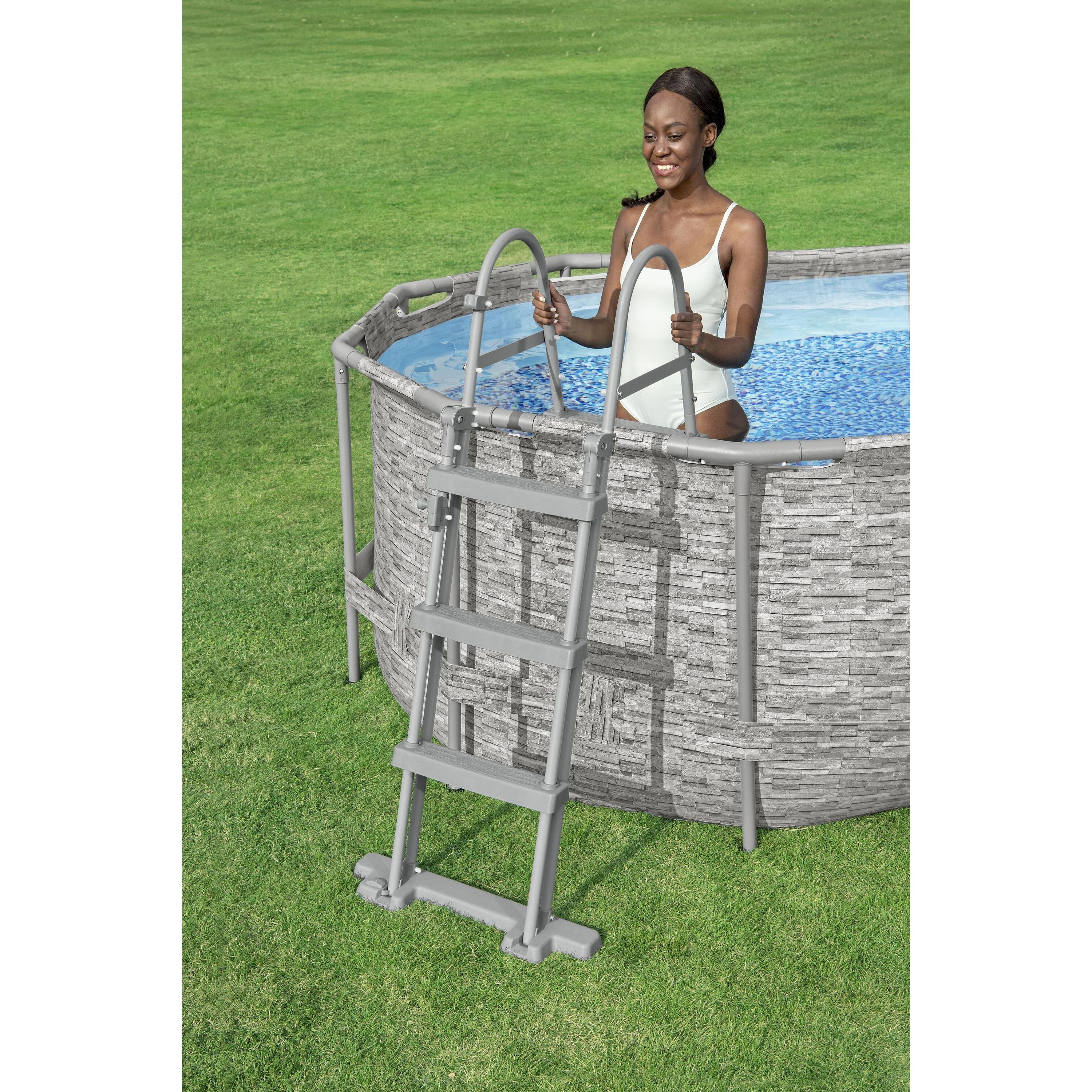 Scaletta di Sicurezza Piscina Bestway – Accesso stabile con gradini antiscivolo (107/122/132 cm)