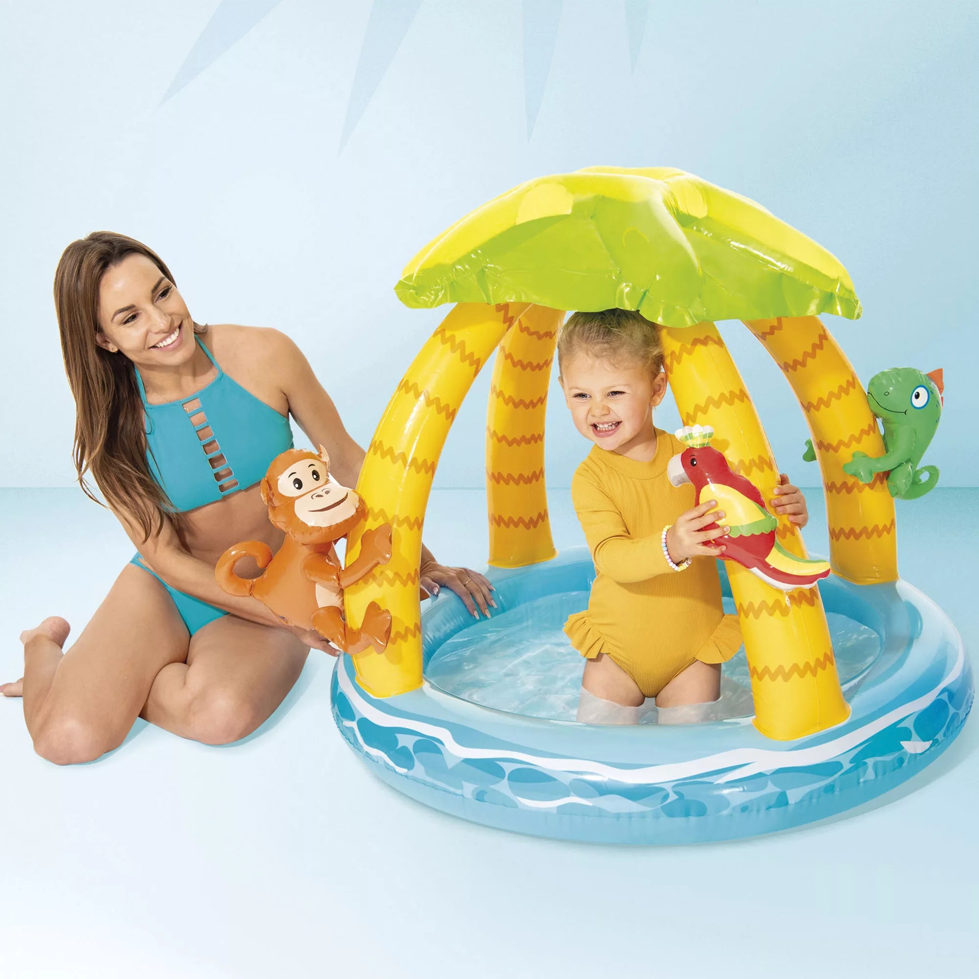 Intex Baby Palma – Piscina Gonfiabile Bambini 1-3 Anni con Tetto Parasole