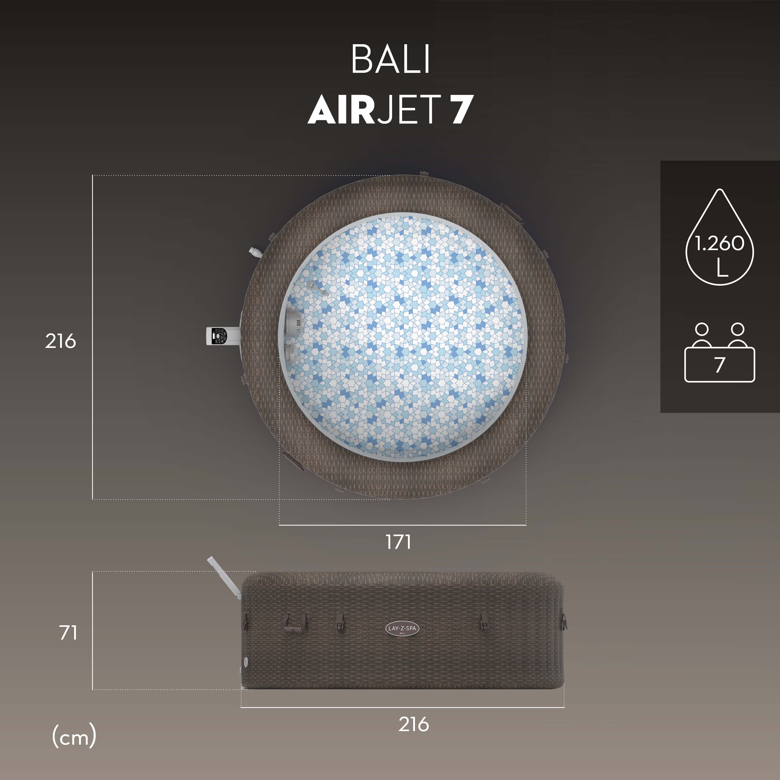 Bestway Lay-Z-Spa Bali AirJet – Idromassaggio gonfiabile 5–7 persone marrone