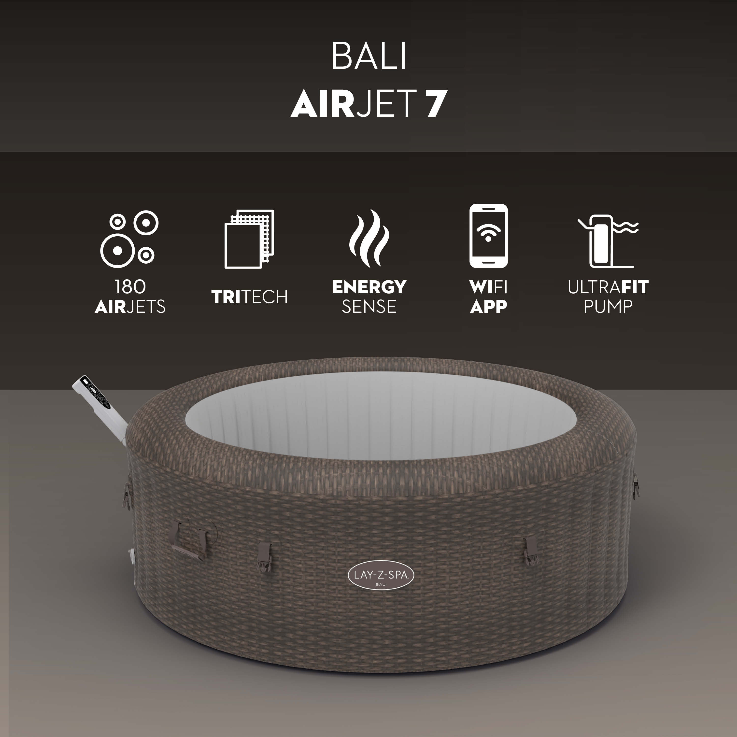 Bestway Lay-Z-Spa Bali AirJet – Idromassaggio gonfiabile 5–7 persone marrone