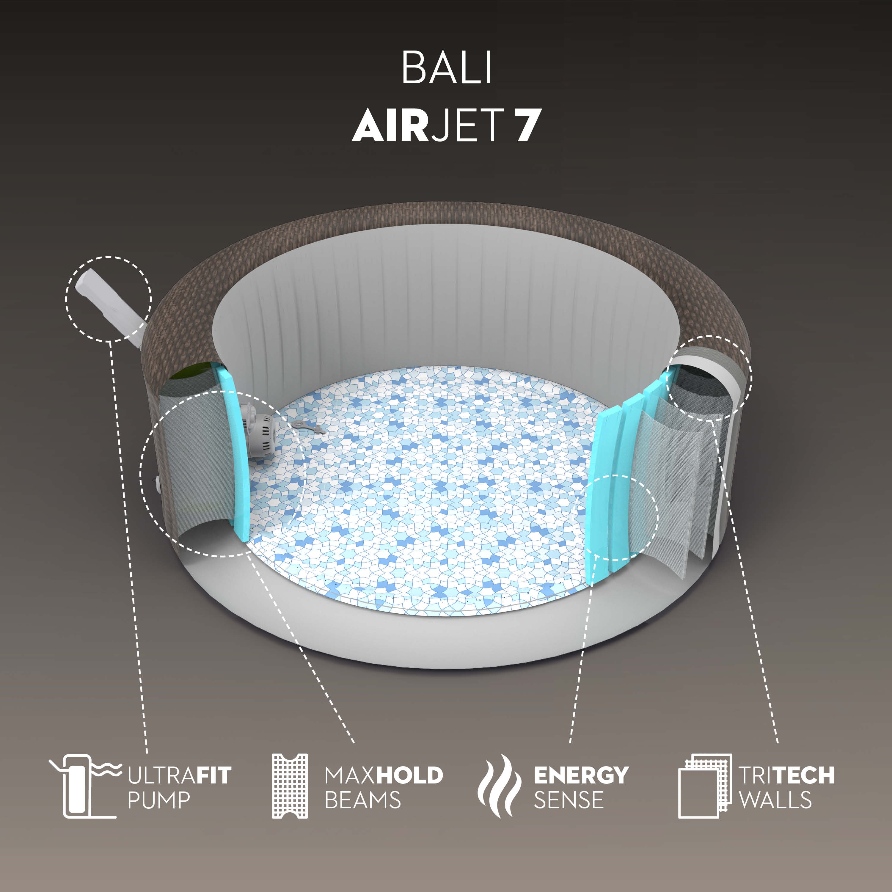 Bestway Lay-Z-Spa Bali AirJet – Idromassaggio gonfiabile 5–7 persone marrone