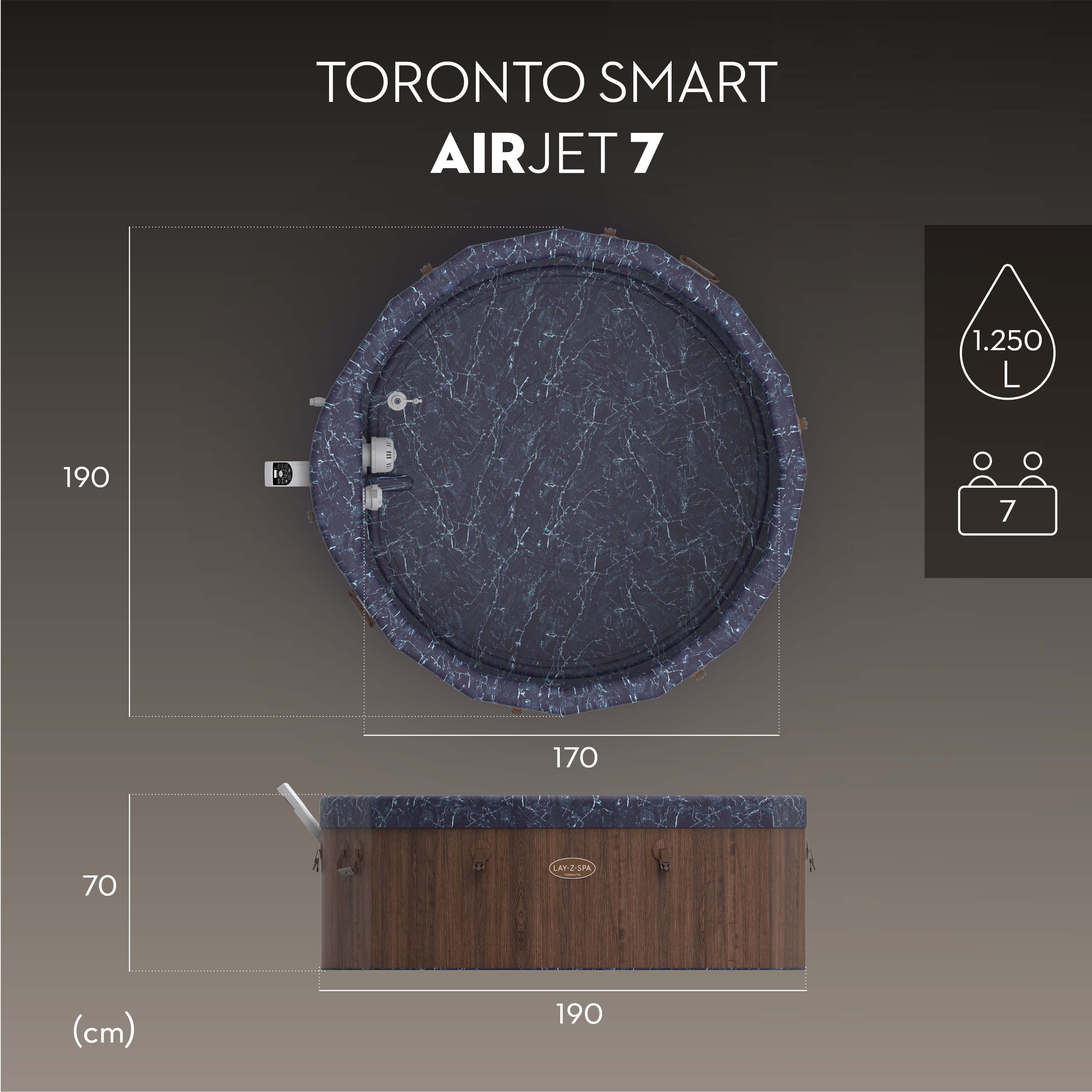 Bestway Lay-Z-Spa Toronto Smart AirJet – Idromassaggio premium 5-7 persone WiFi