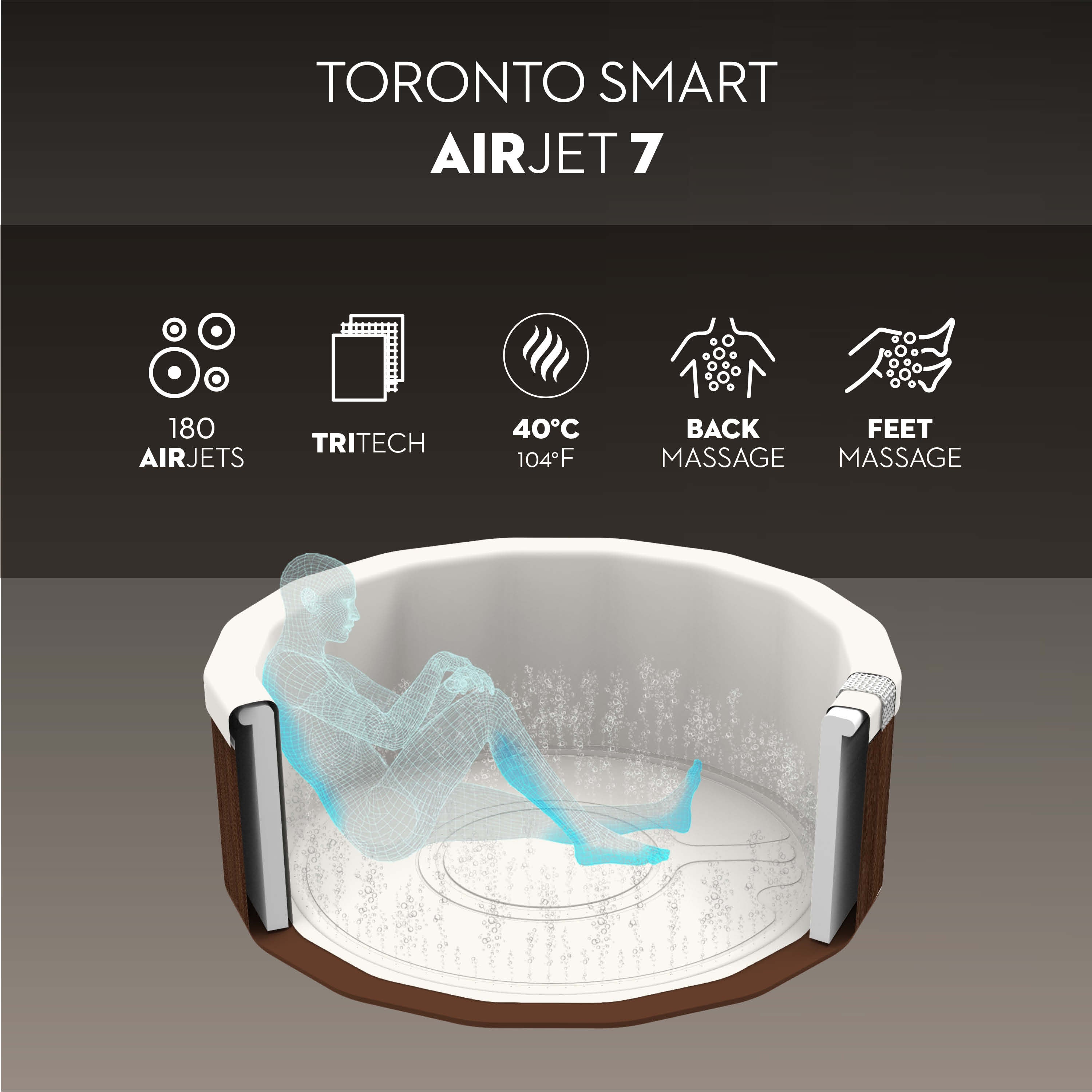 Bestway Lay-Z-Spa Toronto Smart AirJet – Idromassaggio premium 5-7 persone WiFi