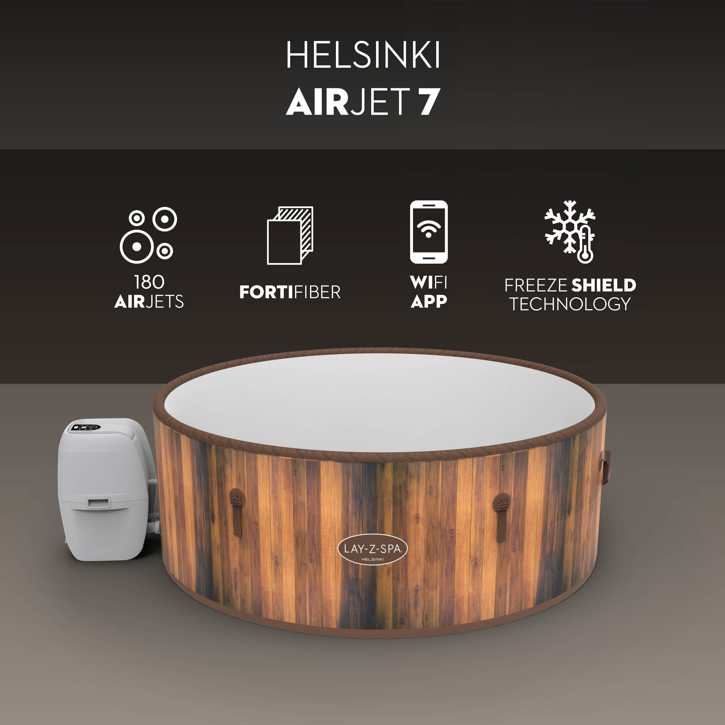 Bestway 60025 Piscina Idromassaggio Gonfiabile Lay-Z-Spa Helsinki AirJet 5-7 persone
