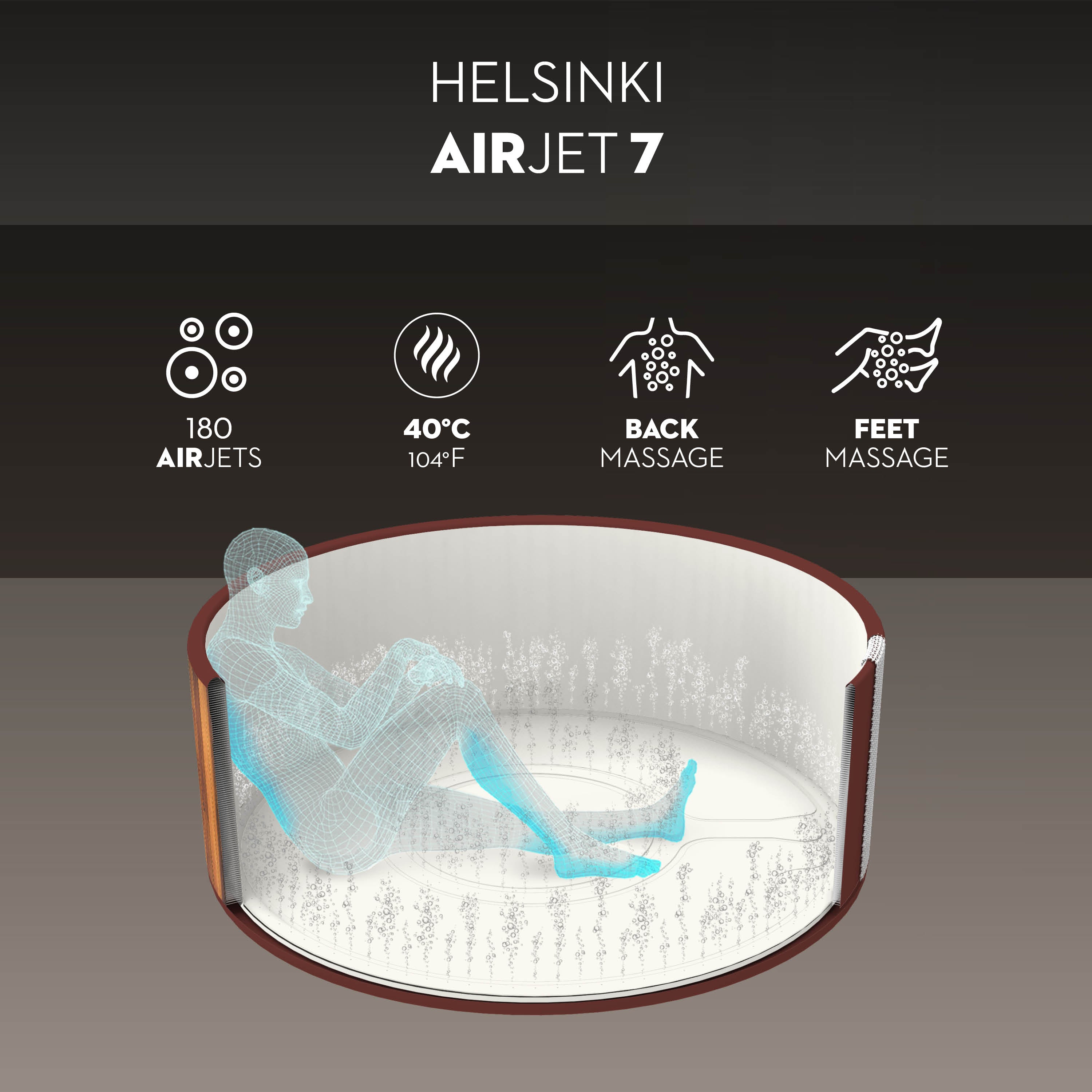 Bestway 60025 Piscina Idromassaggio Gonfiabile Lay-Z-Spa Helsinki AirJet 5-7 persone