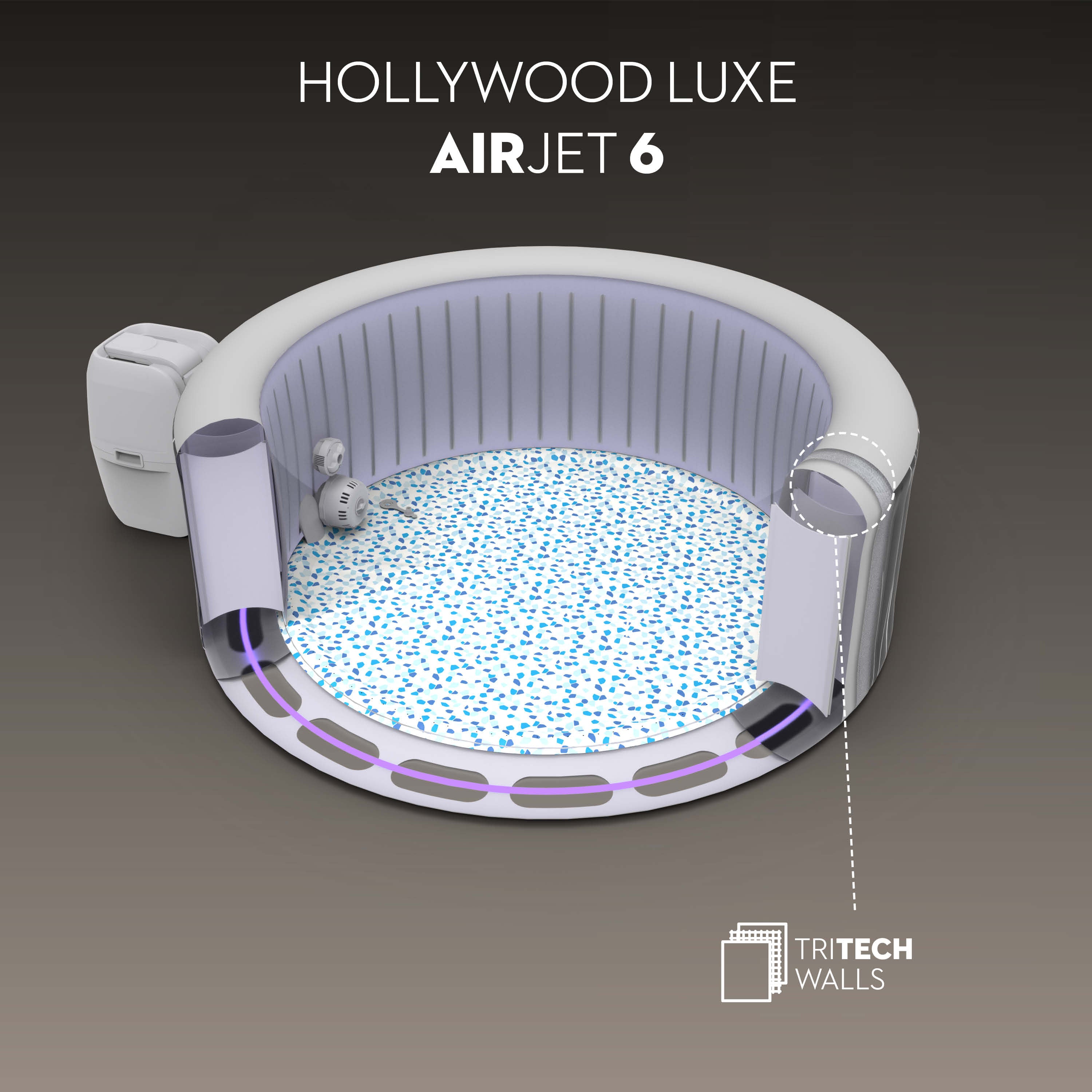 Bestway Lay-Z-Spa® Hollywood Luxe AirJet™ – Idromassaggio LED 4-6 persone