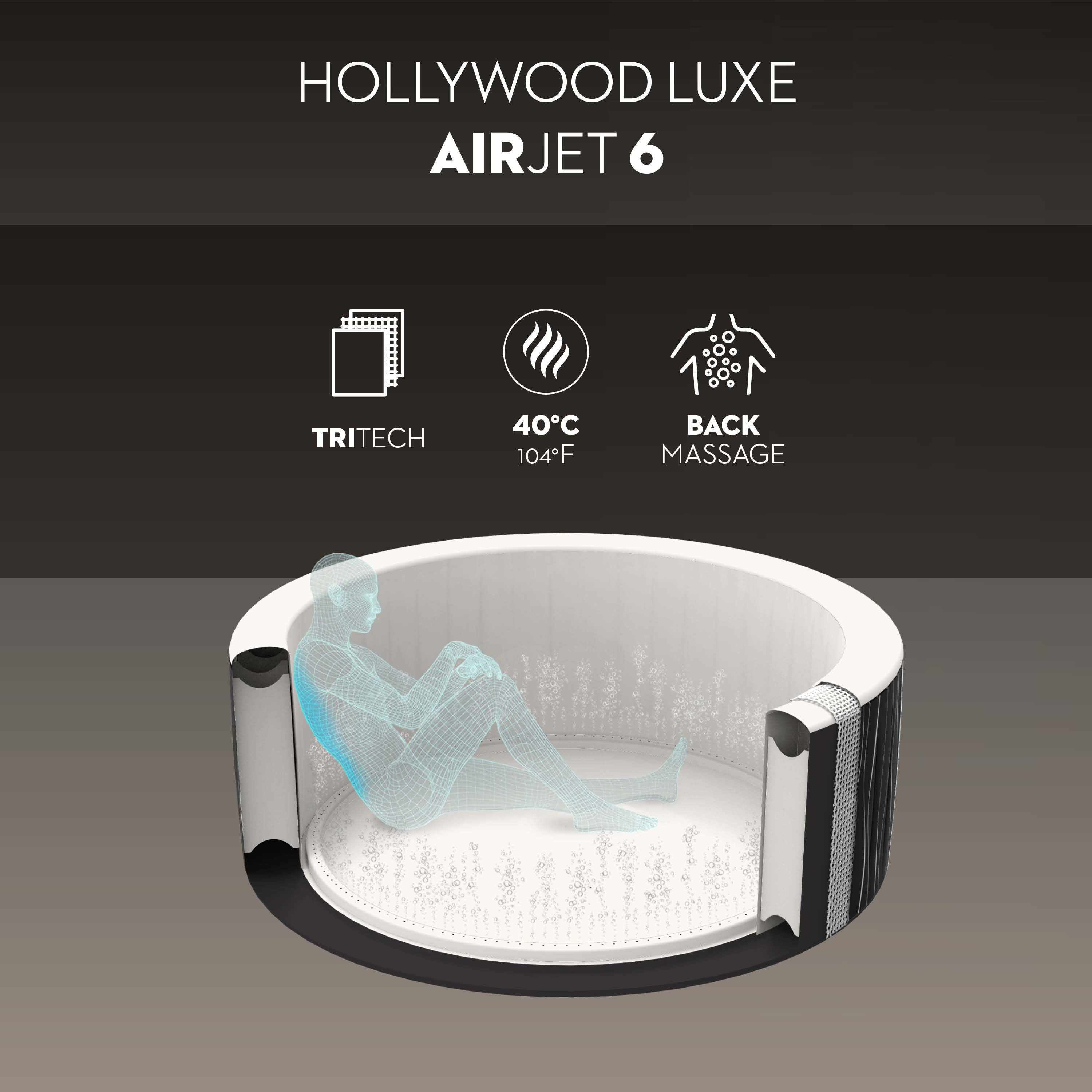 Bestway Lay-Z-Spa® Hollywood Luxe AirJet™ – Idromassaggio LED 4-6 persone