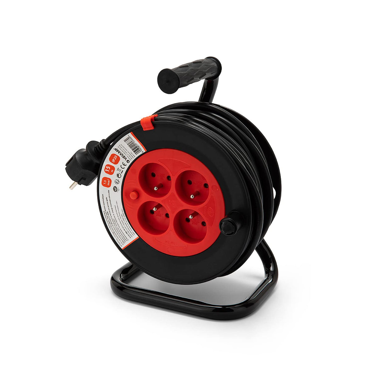 Velamp Prolunga con avvolgicavo REEL-FR-15 15 m – 4 prese 16 A