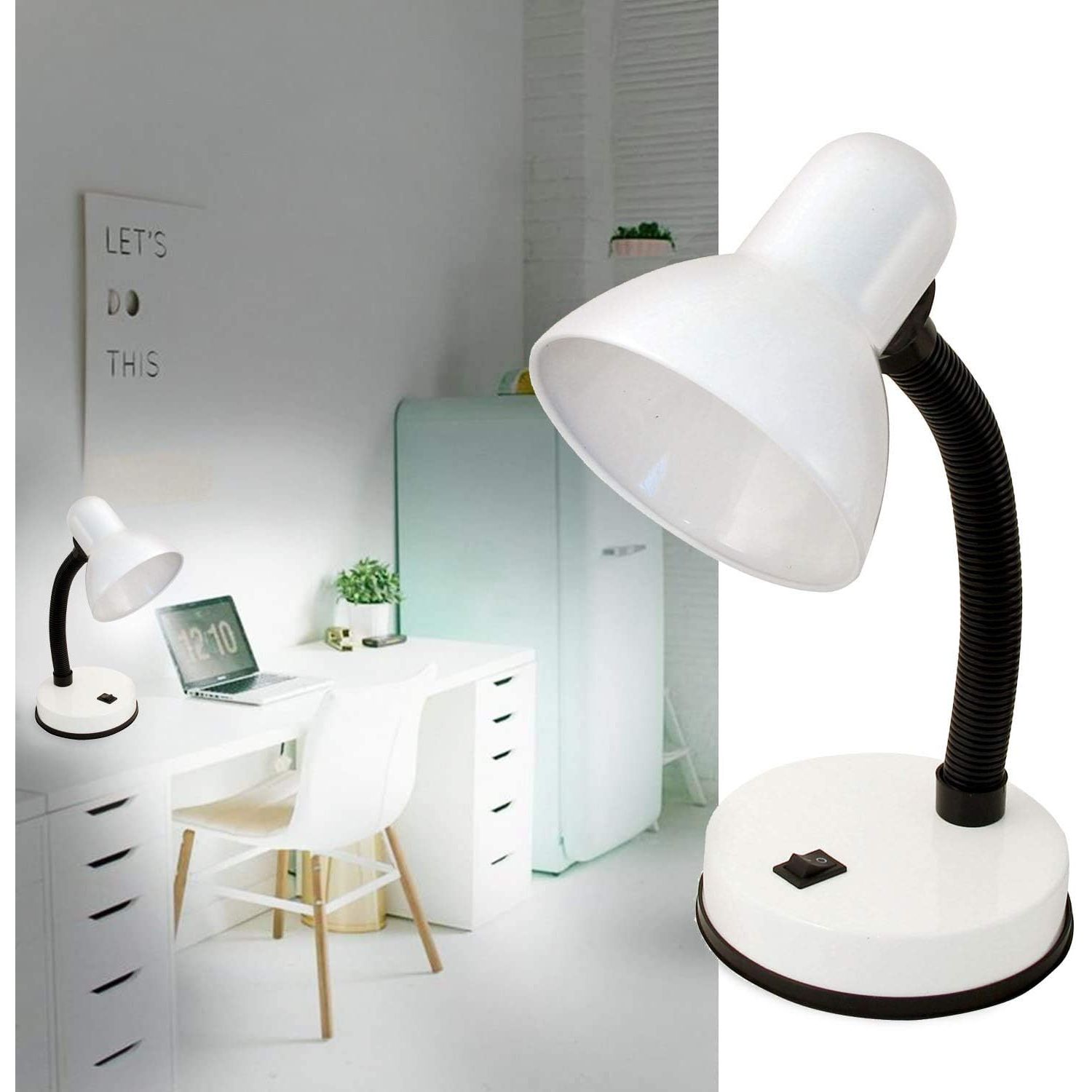 Velamp Charleston - Lampada da tavolo bianca con attacco E27