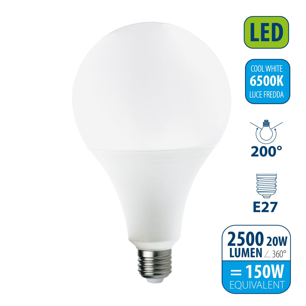 Velamp Lampadina LED A95 LB221S-65K 20W – 2.500 lm, attacco E27 2