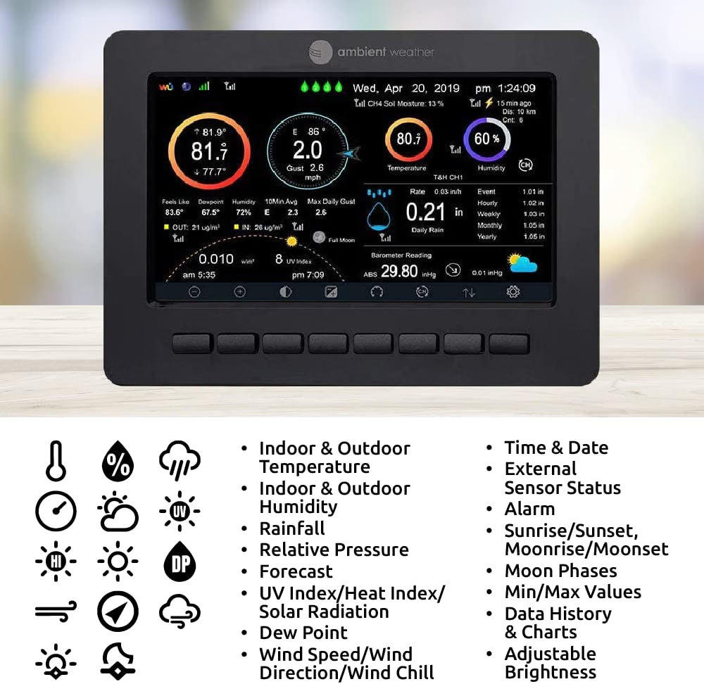 Ambient Weather WS-2000 Stazione Meteo WiFi Intelligente con Monitoraggio Remoto e Avvisi