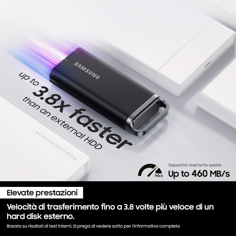 Samsung T5 EVO SSD Esterno Portatile 4TB USB 3.2 Gen 1 Nero – MU-PH4T0S