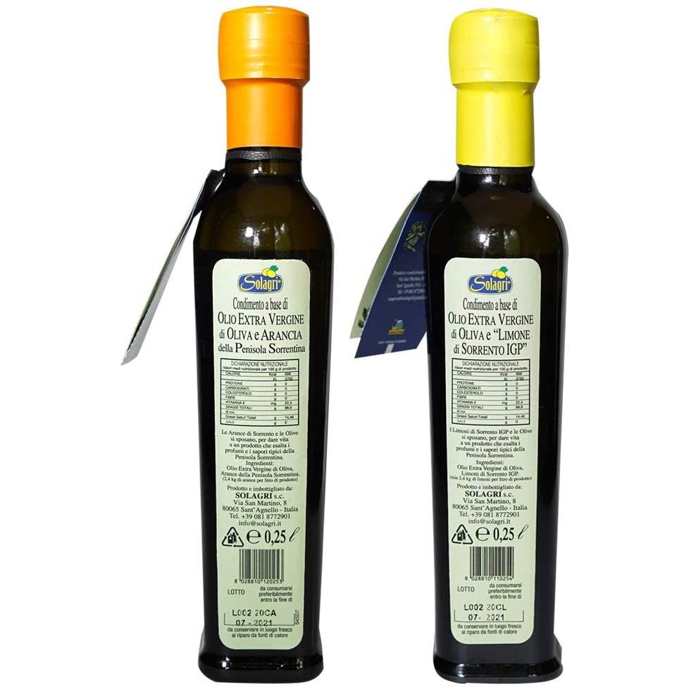 2 Bottiglie Olio Extra Vergine di Oliva e Arance e Limone di Sorrento IGP