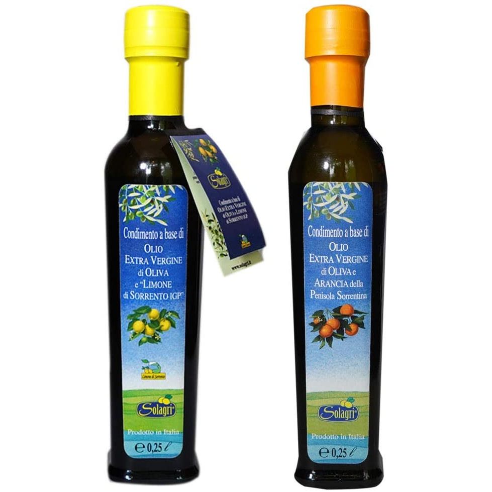 2 Bottiglie Olio Extra Vergine di Oliva e Arance e Limone di Sorrento IGP