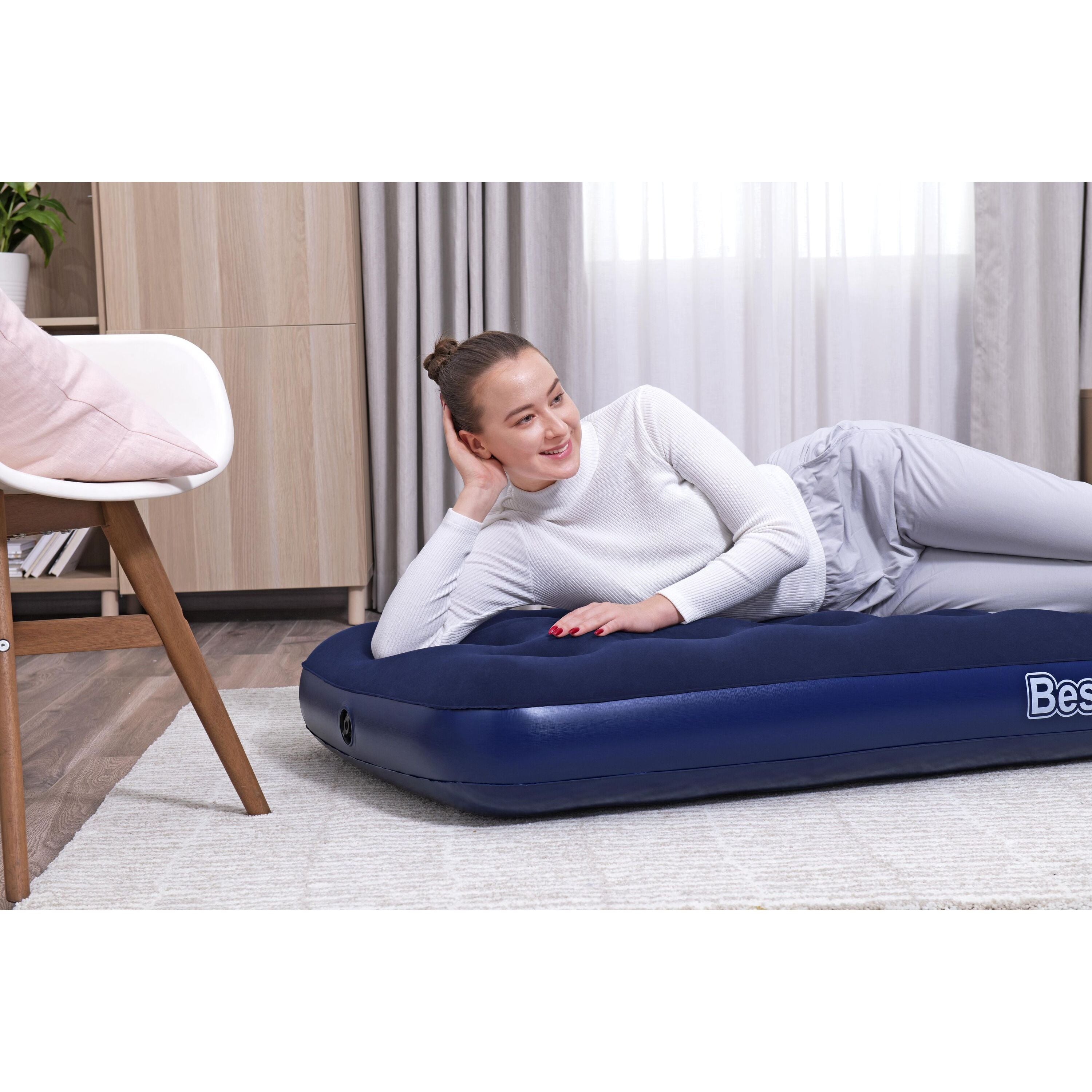 Bestway Materassino Gonfiabile, Singolo, 185 x 76 x 22 cm, Colore Blu