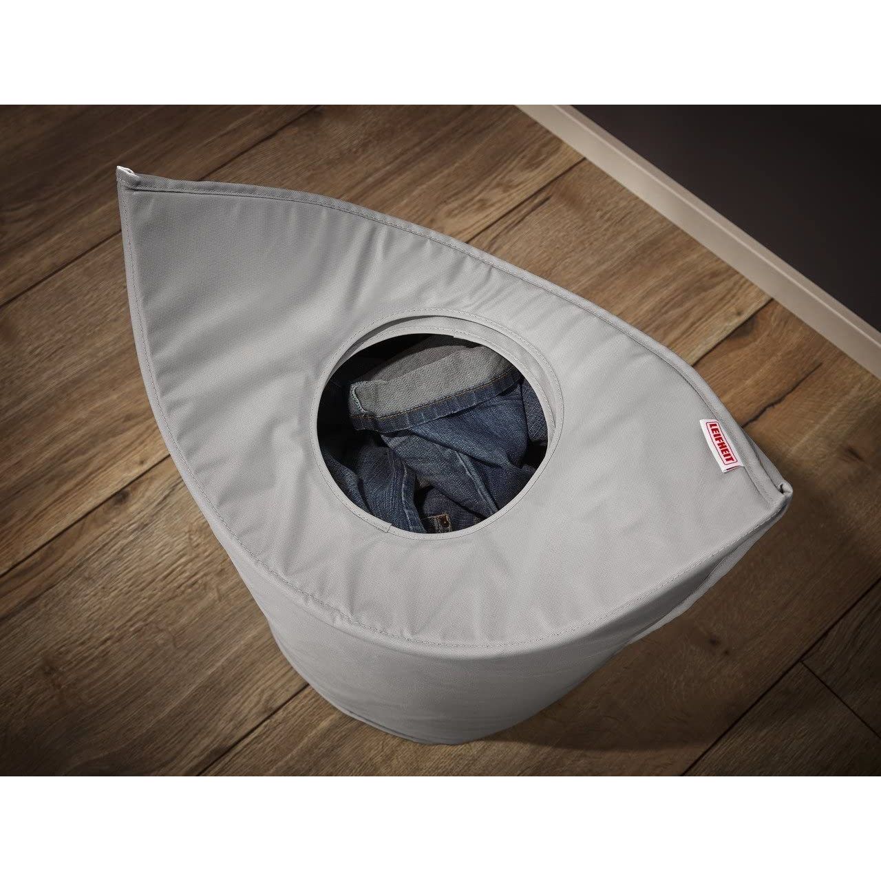 Leifheit Cesto della Biancheria, Tessuto a Maglia Stretta, Grigio