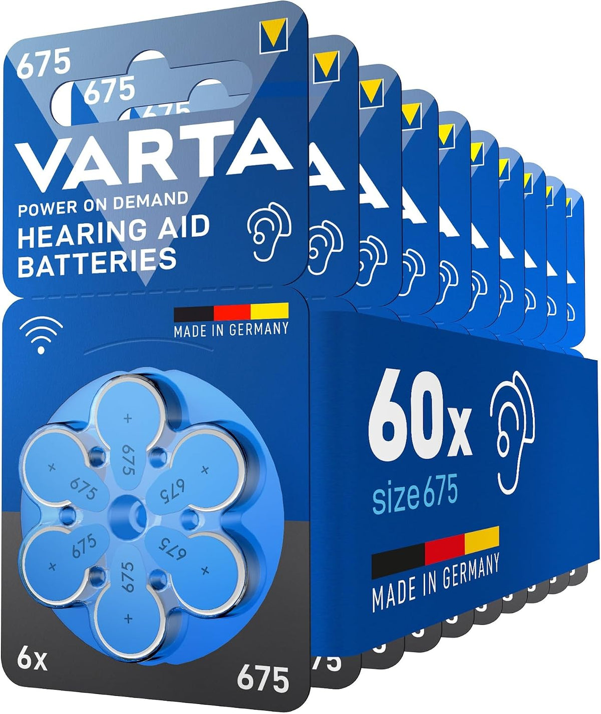 VARTA Hearing Aid Batteries – 60 Pile Zinc Air 1,45V per Apparecchi Acustici | 10, 312, 13, 675