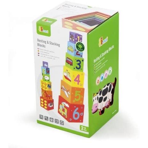 Viga Toys Piramide Blocchi Impilabili e Incastri in Legno