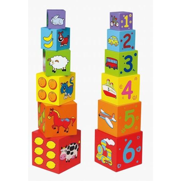 Viga Toys Piramide Blocchi Impilabili e Incastri in Legno