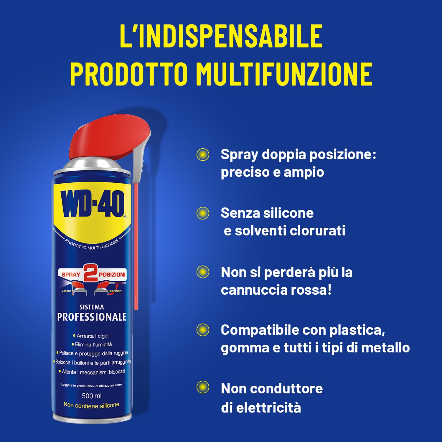 WD-40 Spray Multifunzione 500ml – Lubrifica, Sblocca e Protegge