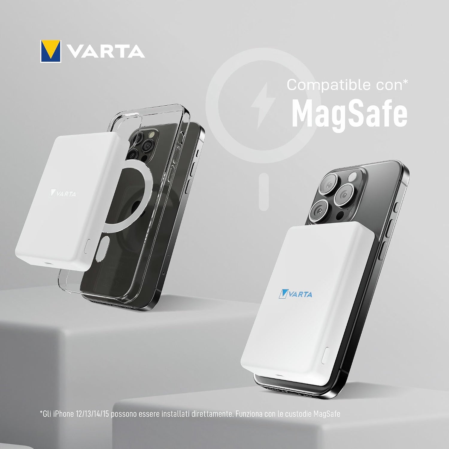 VARTA Mag Pro Power Bank Magnetico 5.000mAh Wireless 7,5W USB-C Bianco