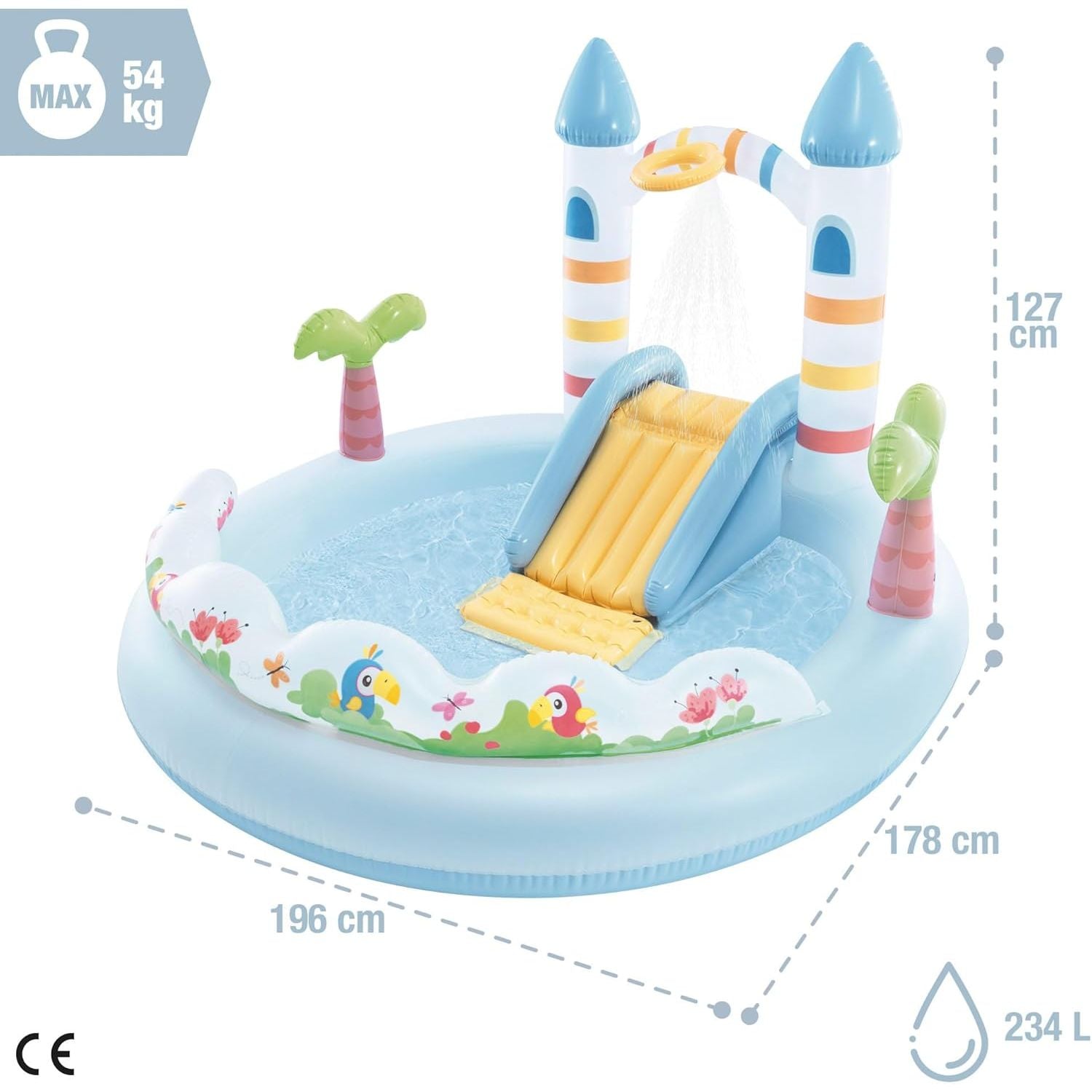 Intex 56148 Playcenter Castello Unicorno Piscina Gonfiabile Bambini 196x178x127 cm