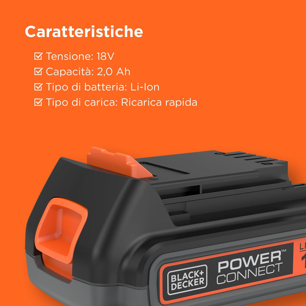 Black+Decker Batteria agli ioni di litio 18 V 2,0 Ah 5