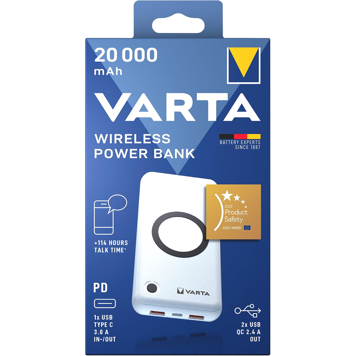 VARTA PowerBank Wireless Qi USB-C PD