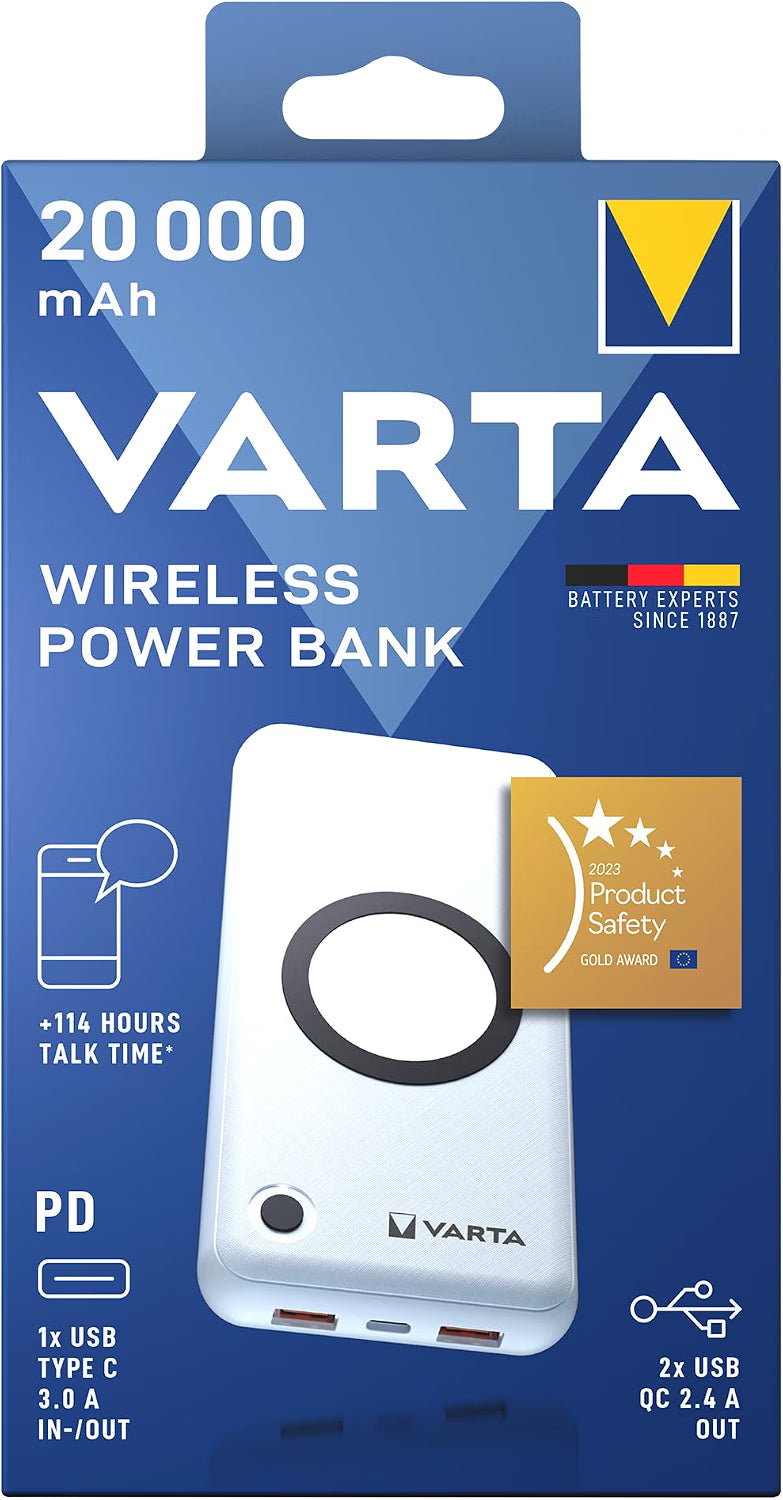 VARTA PowerBank Wireless Qi USB-C PD