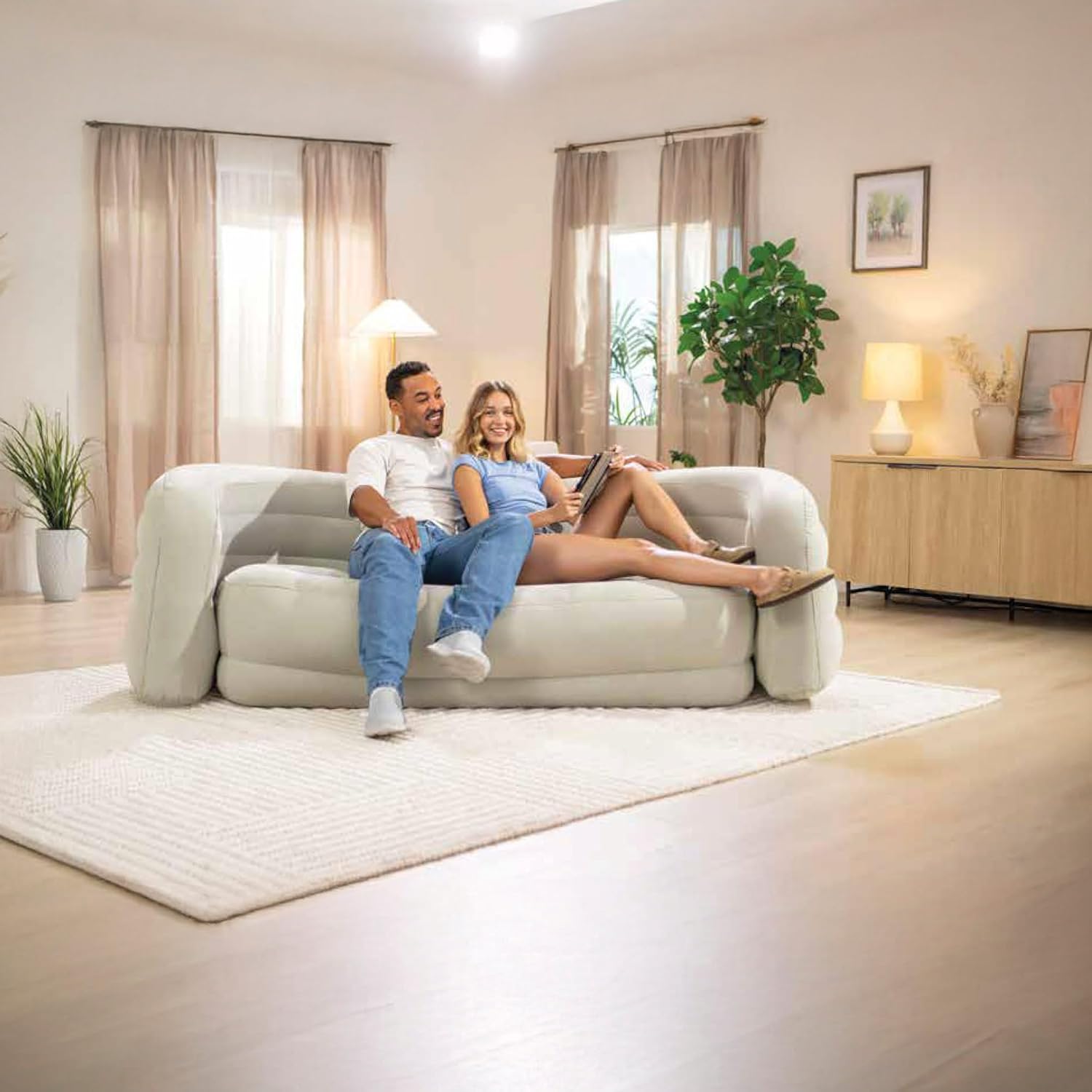 Intex 66571NP – Divano Gonfiabile Beige 229x109x81 cm