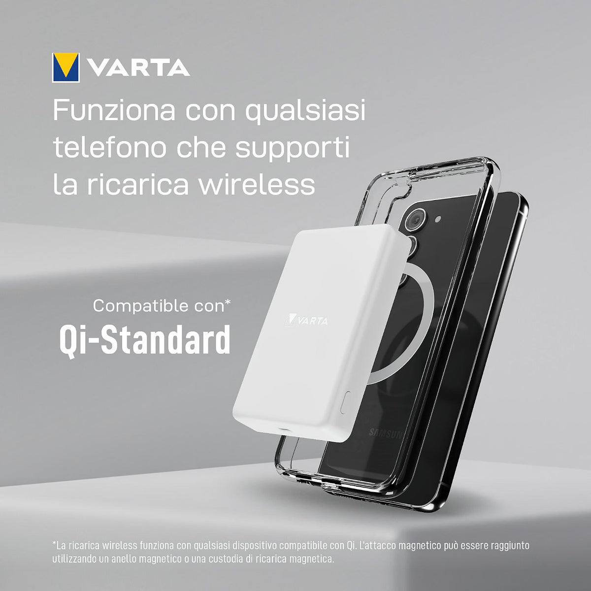 VARTA Mag Pro Power Bank Magnetico 5.000mAh Wireless 7,5W USB-C Bianco