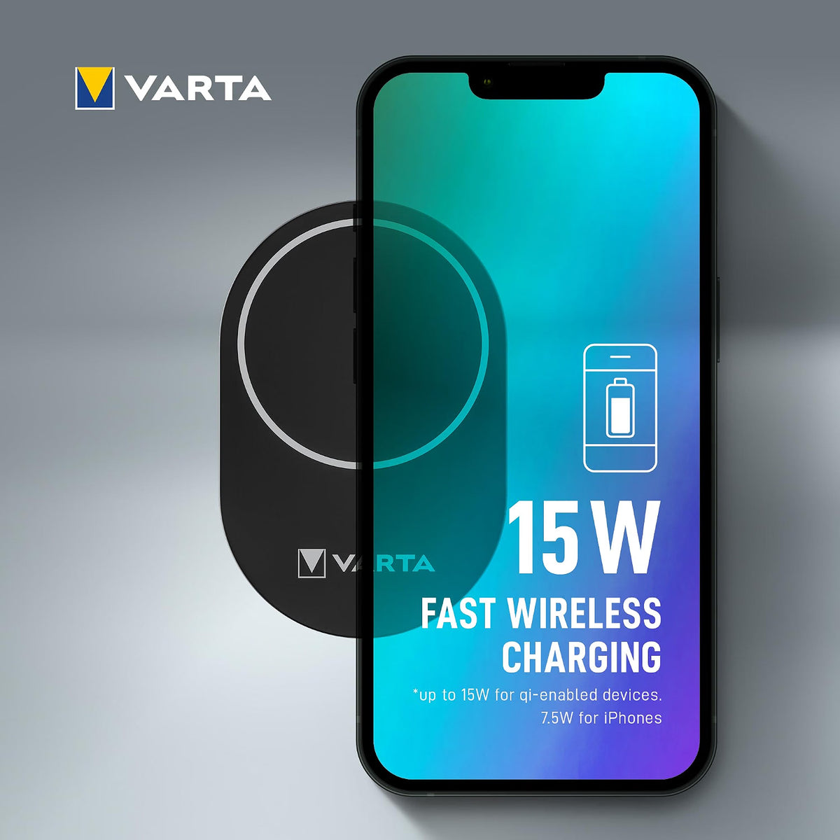 VARTA Mag Pro Caricabatterie Auto Magnetico Wireless 15W con Supporto Smartphone MagSafe